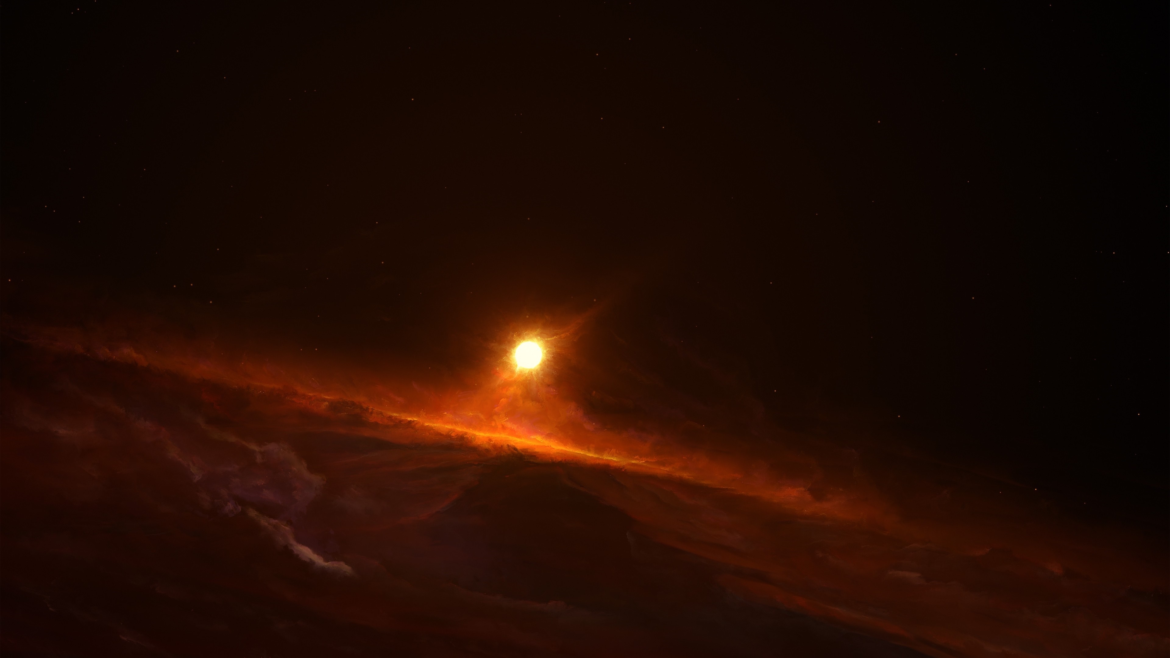 Sun and nebula in deep space HD Wallpaper