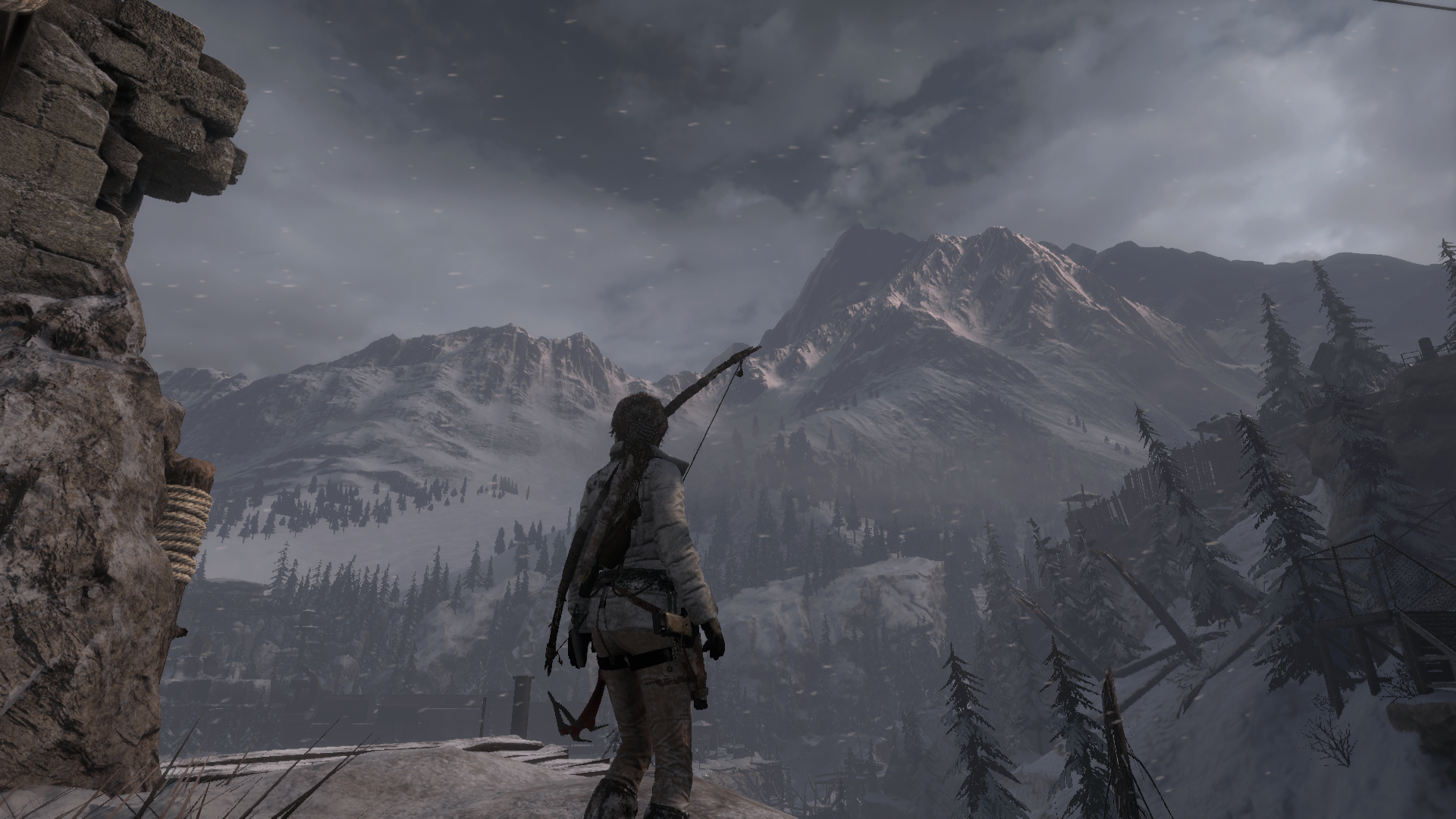 Lara Croft from Rise of the Tomb Raider in snowy mountains HD Wallpaper