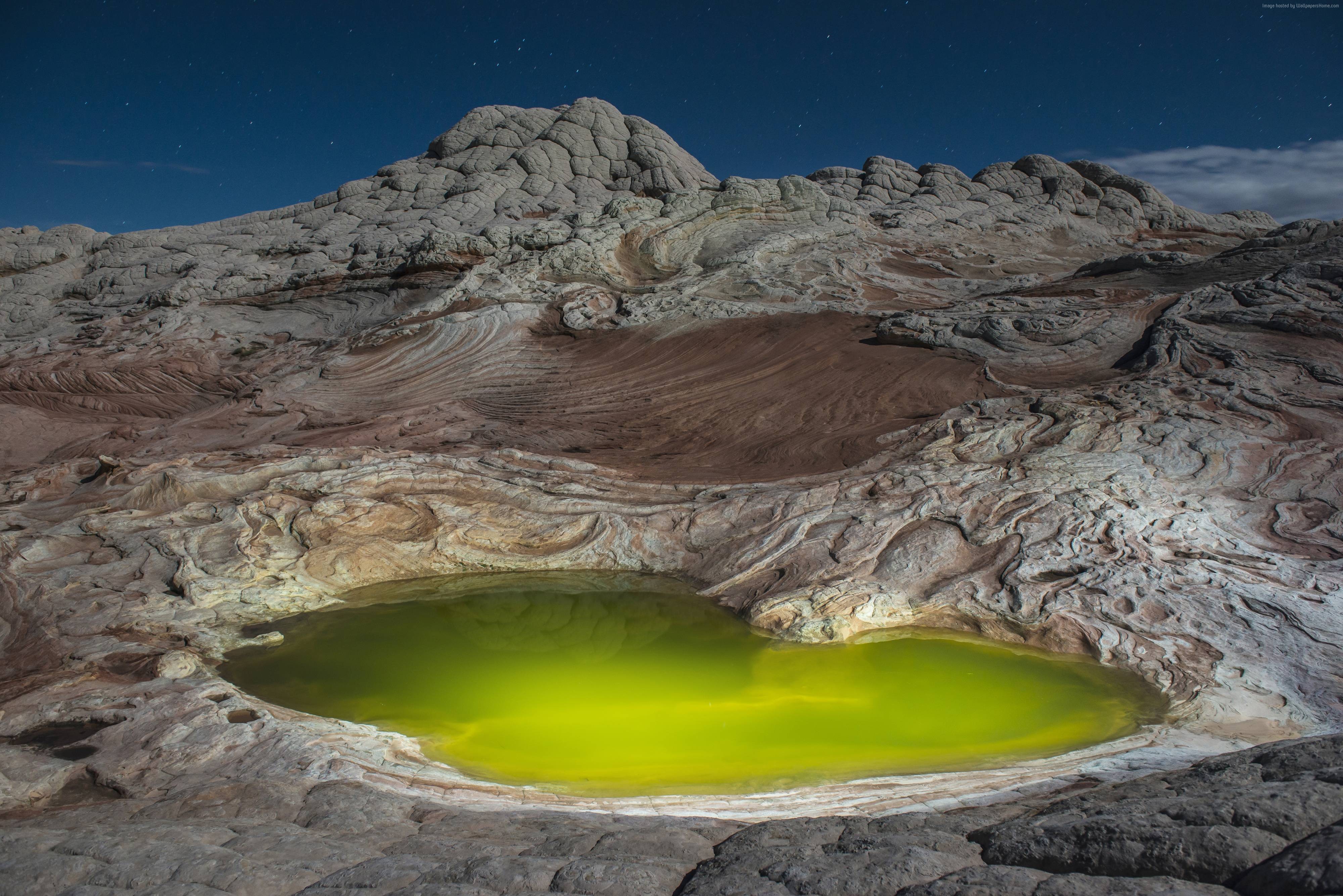 White Pocket Green Pond under Stars HD Wallpaper