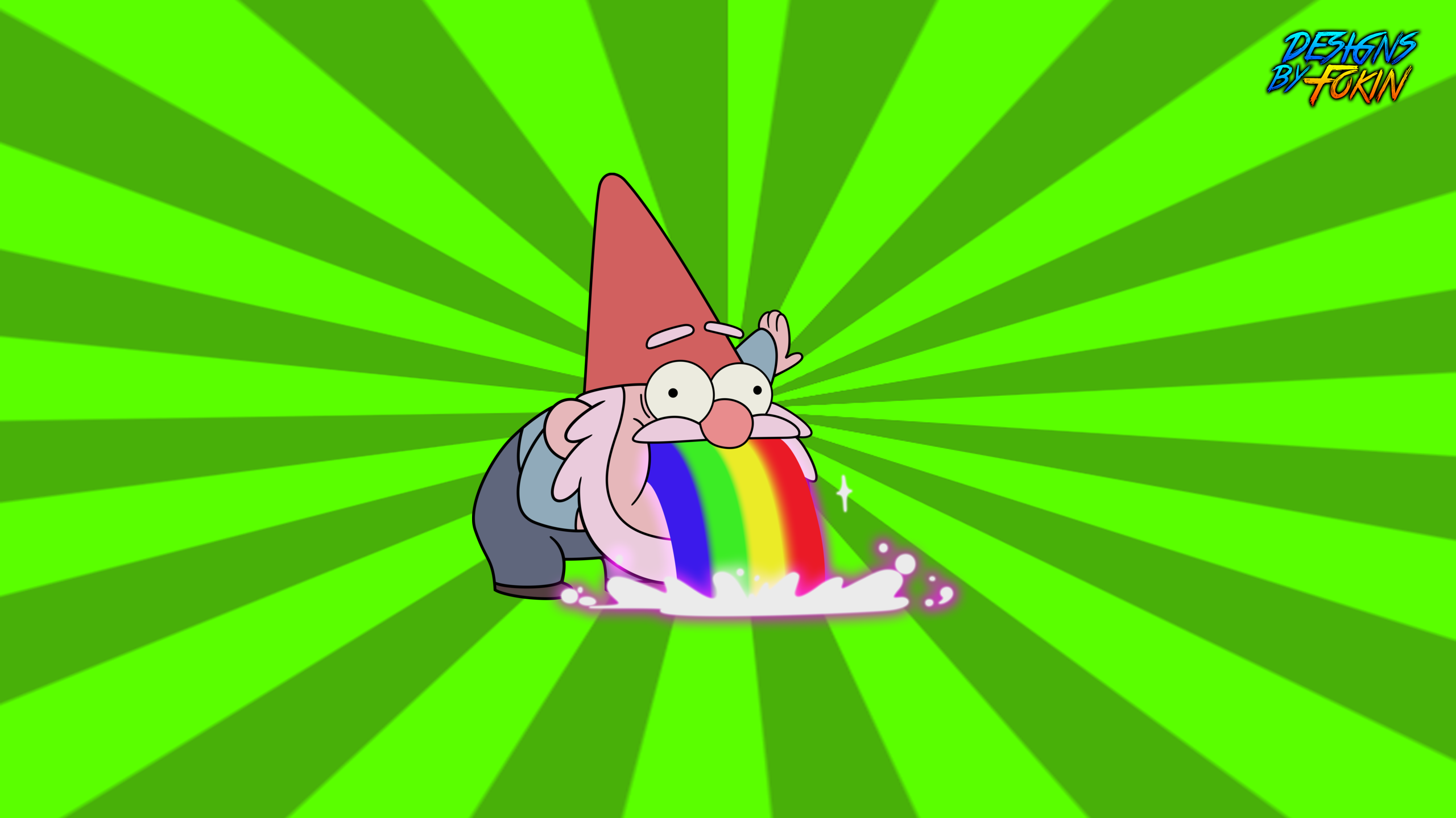 Gnome from Gravity Falls vomiting a rainbow HD Wallpaper