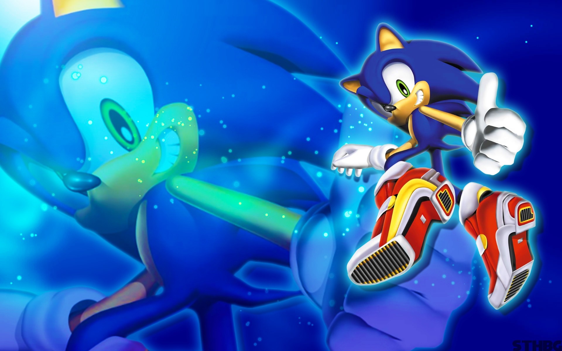 Sonic the Hedgehog underwater illustration HD Wallpaper
