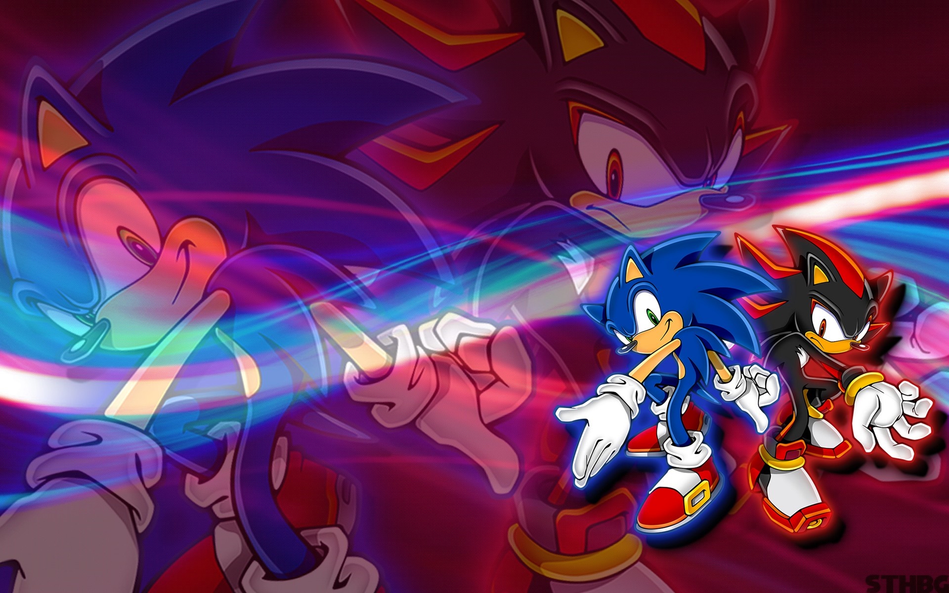 Sonic the Hedgehog and Shadow the Hedgehog illustration HD Wallpaper