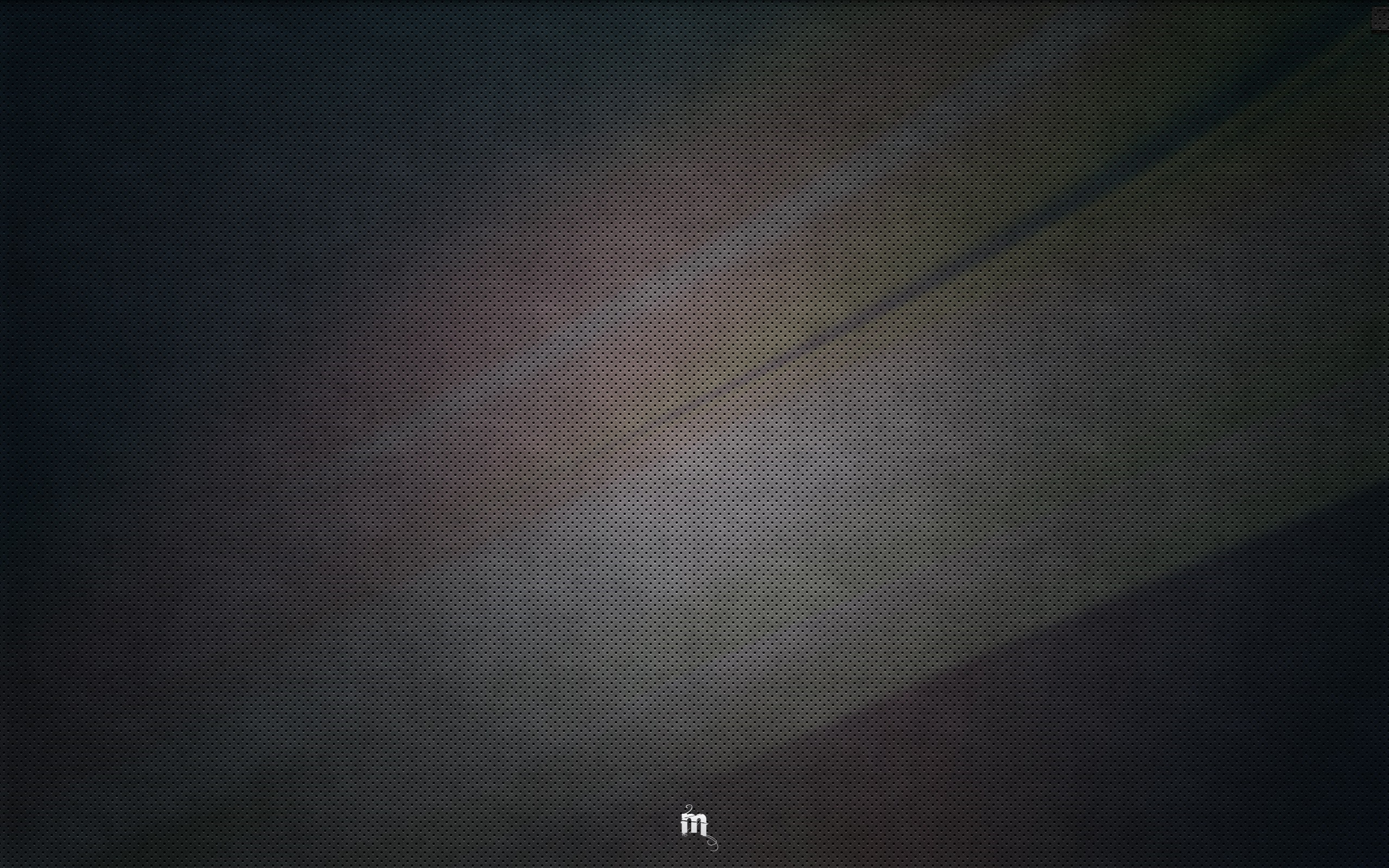 Dark abstract texture with subtle light patterns and a small 'm' logo HD Wallpaper