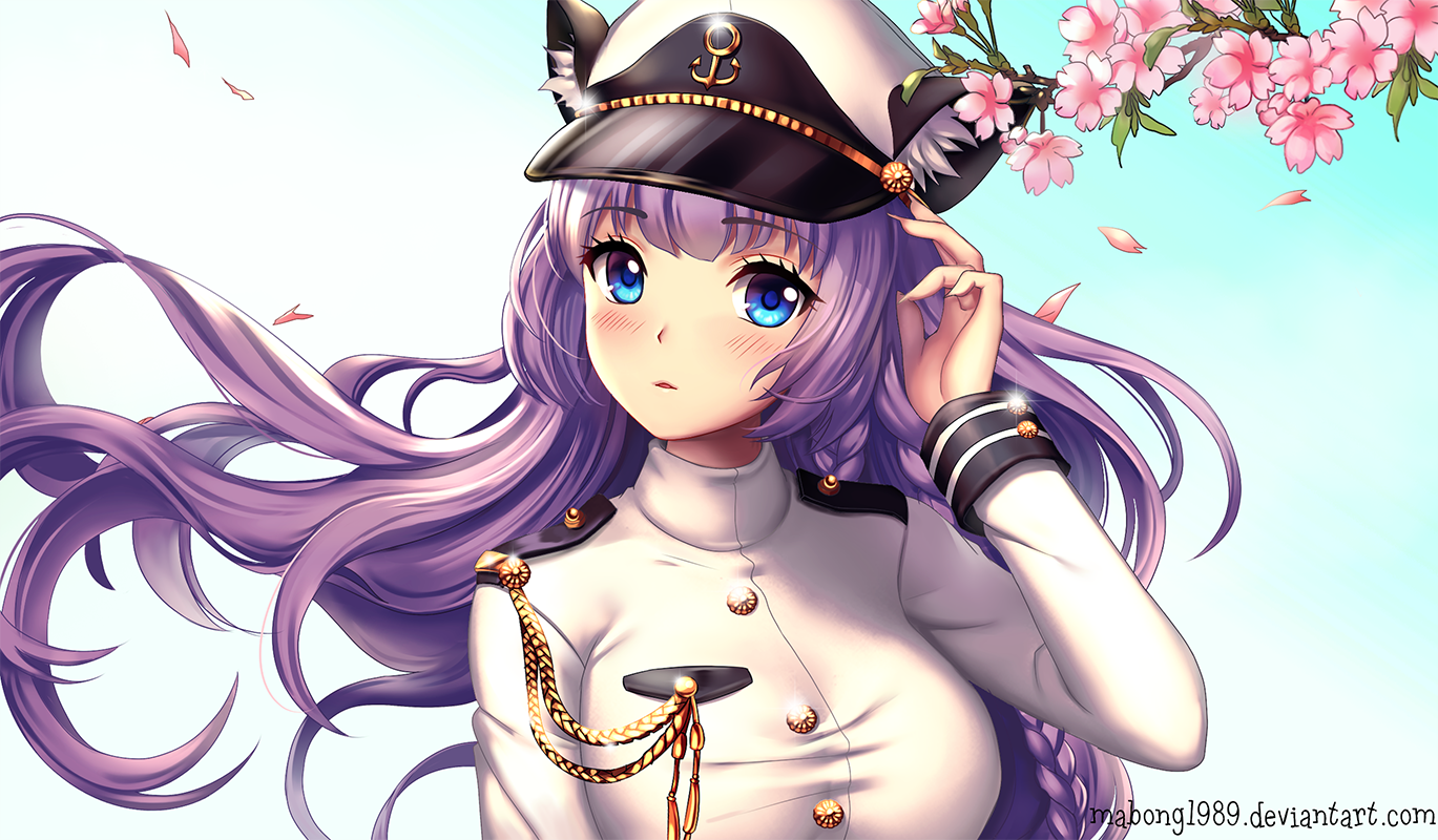 Anime girl with purple hair in a sailor uniform HD Wallpaper