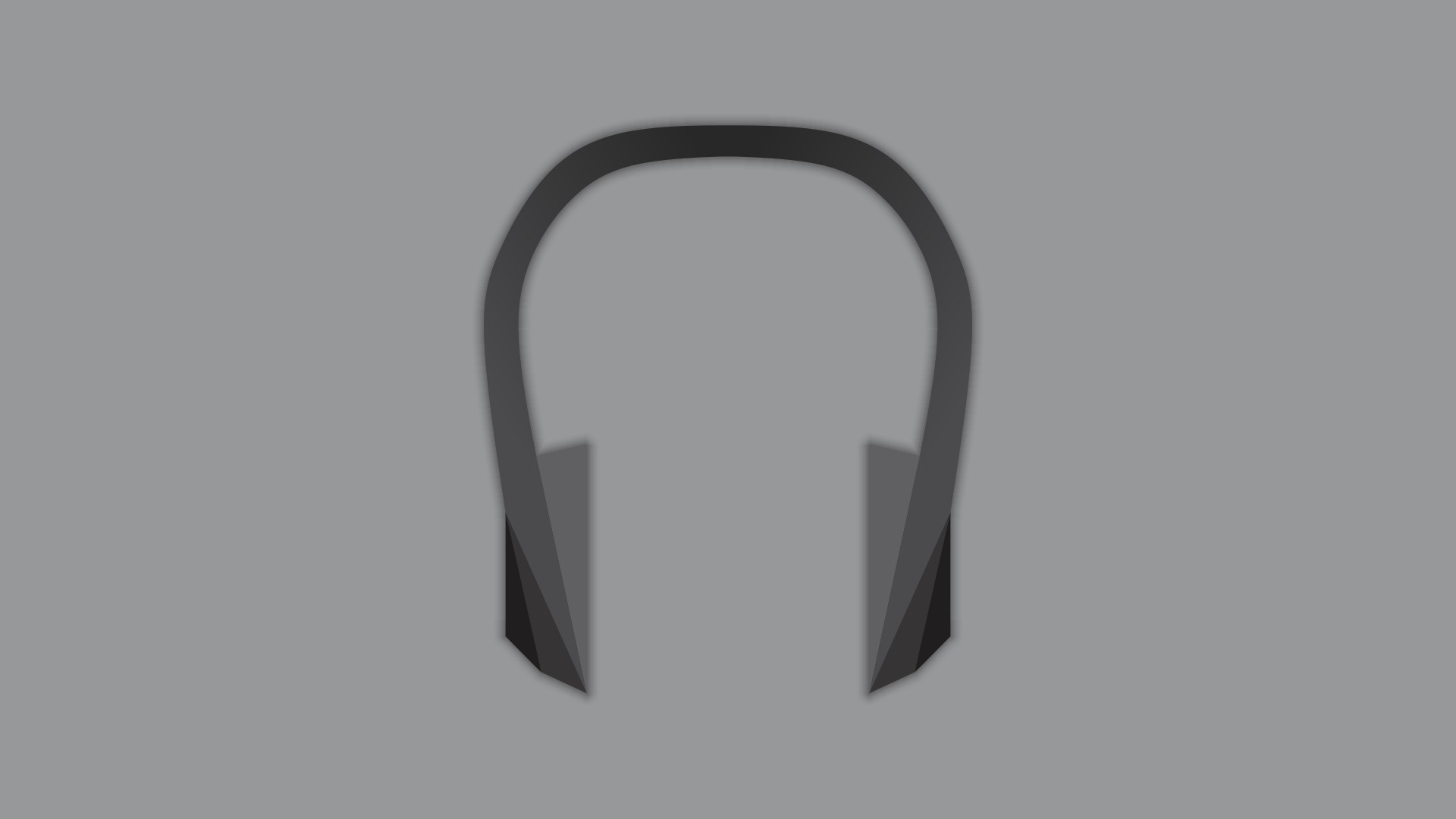 Minimalist headphones logo on gray background HD Wallpaper