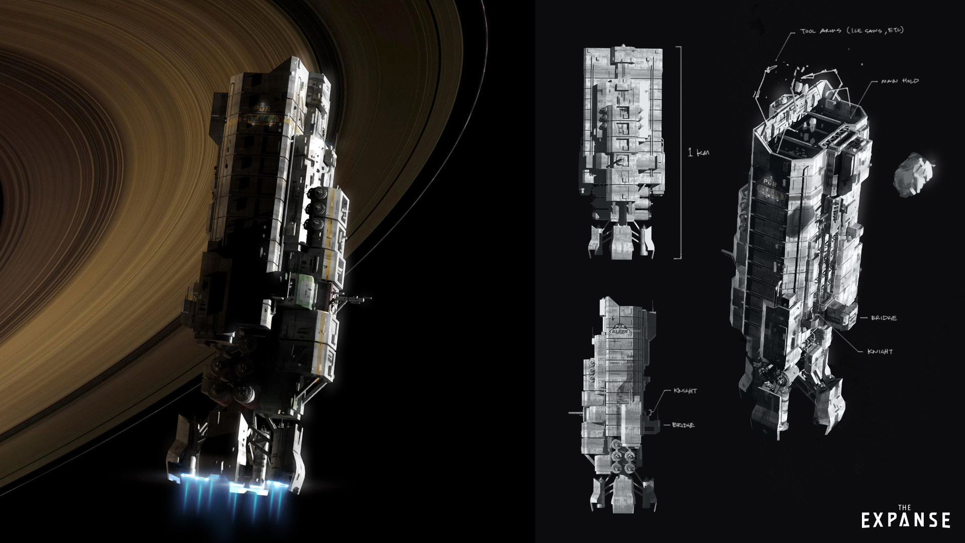 The Expanse Spaceship Near Saturn Rings HD Wallpaper