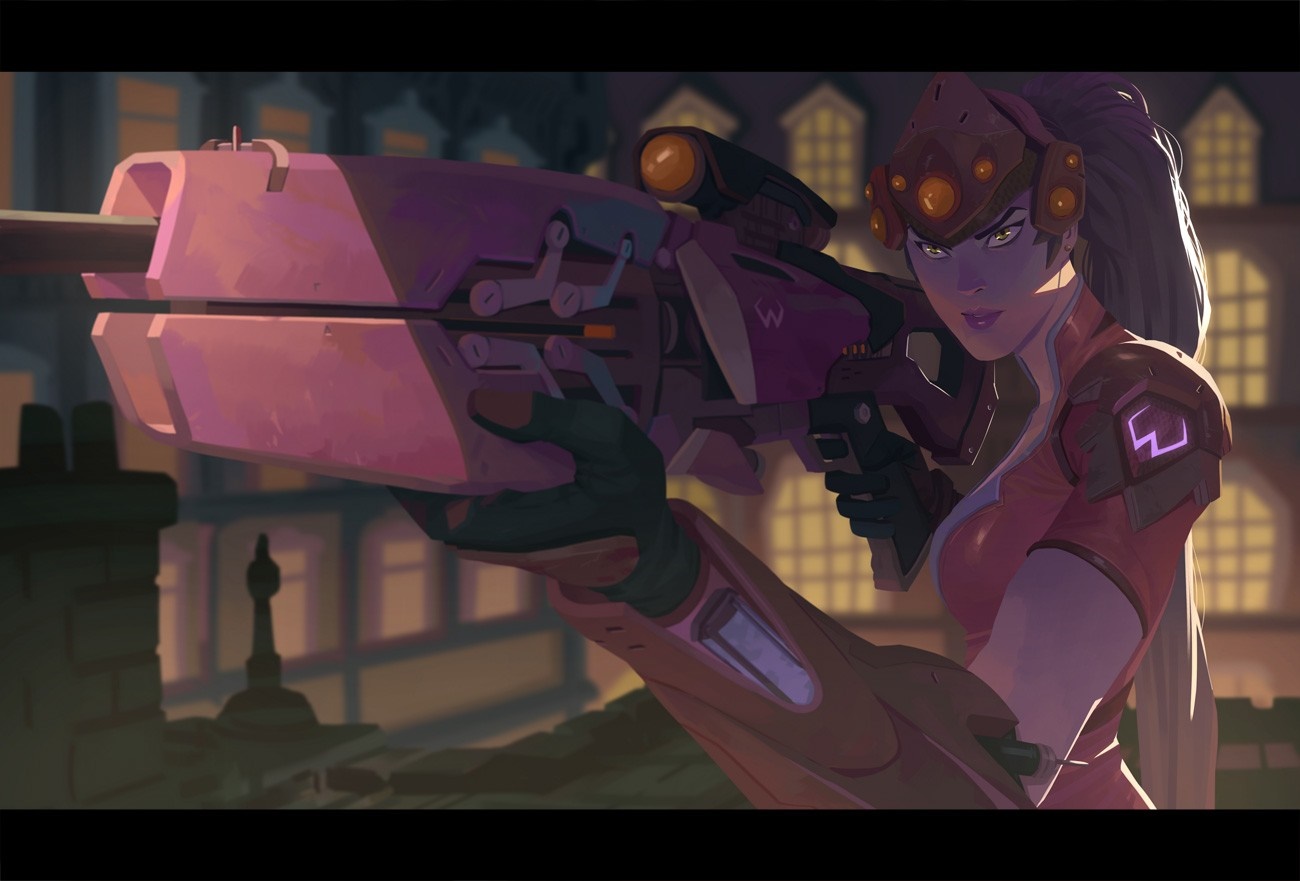 Widowmaker from Overwatch holding a sniper rifle HD Wallpaper