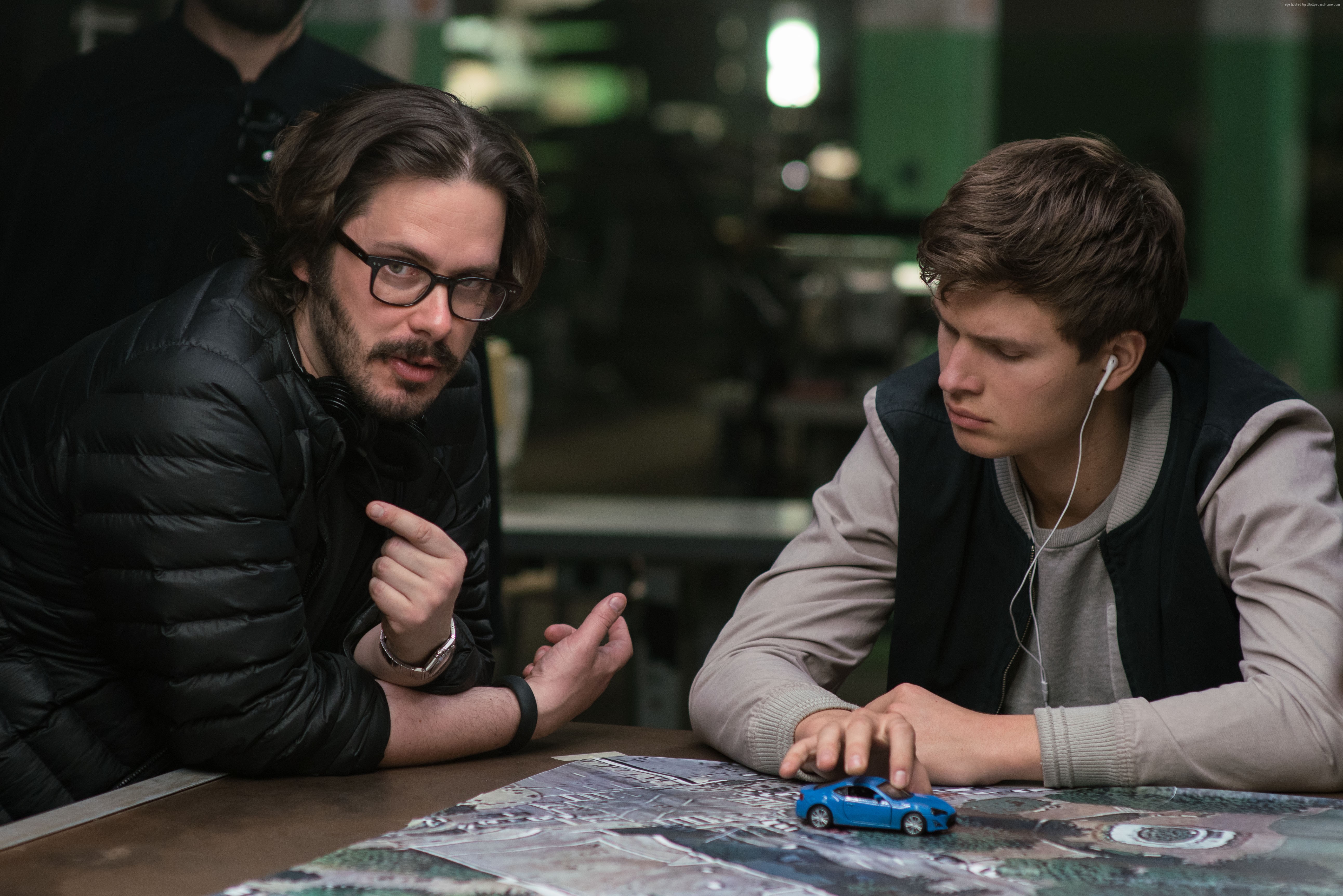 Edgar Wright and Ansel Elgort from Baby Driver HD Wallpaper