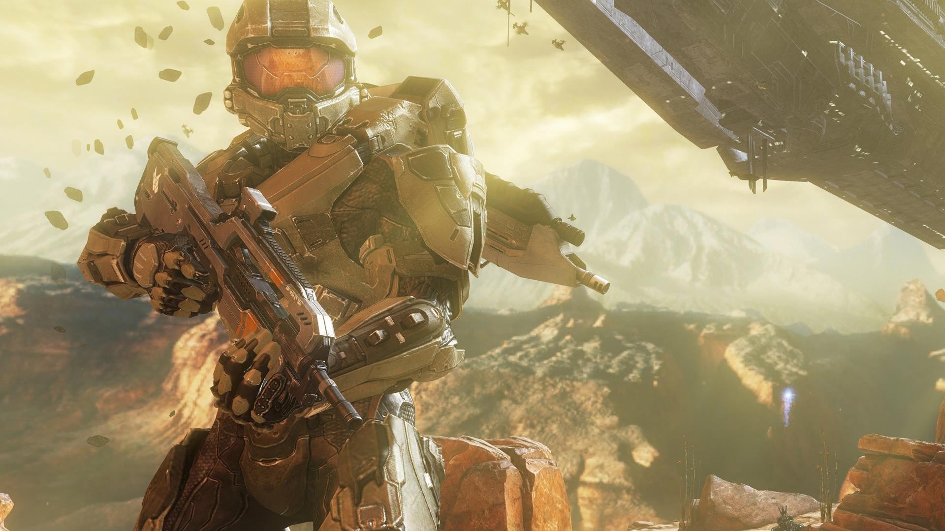 Master Chief from Halo 4 in a desert landscape HD Wallpaper