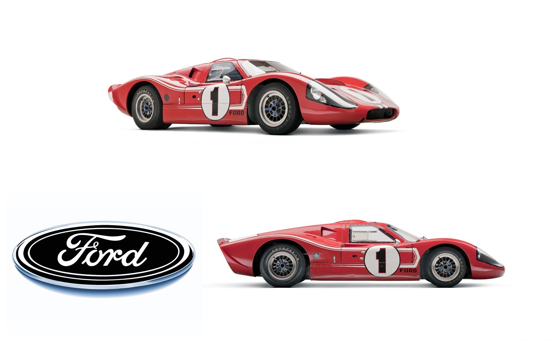 Red Ford GT40 race car with number 1 HD Wallpaper