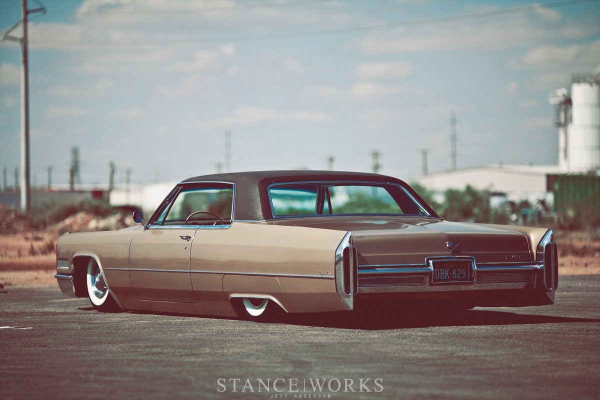 Brown Cadillac Sedan with StanceWorks logo HD Wallpaper