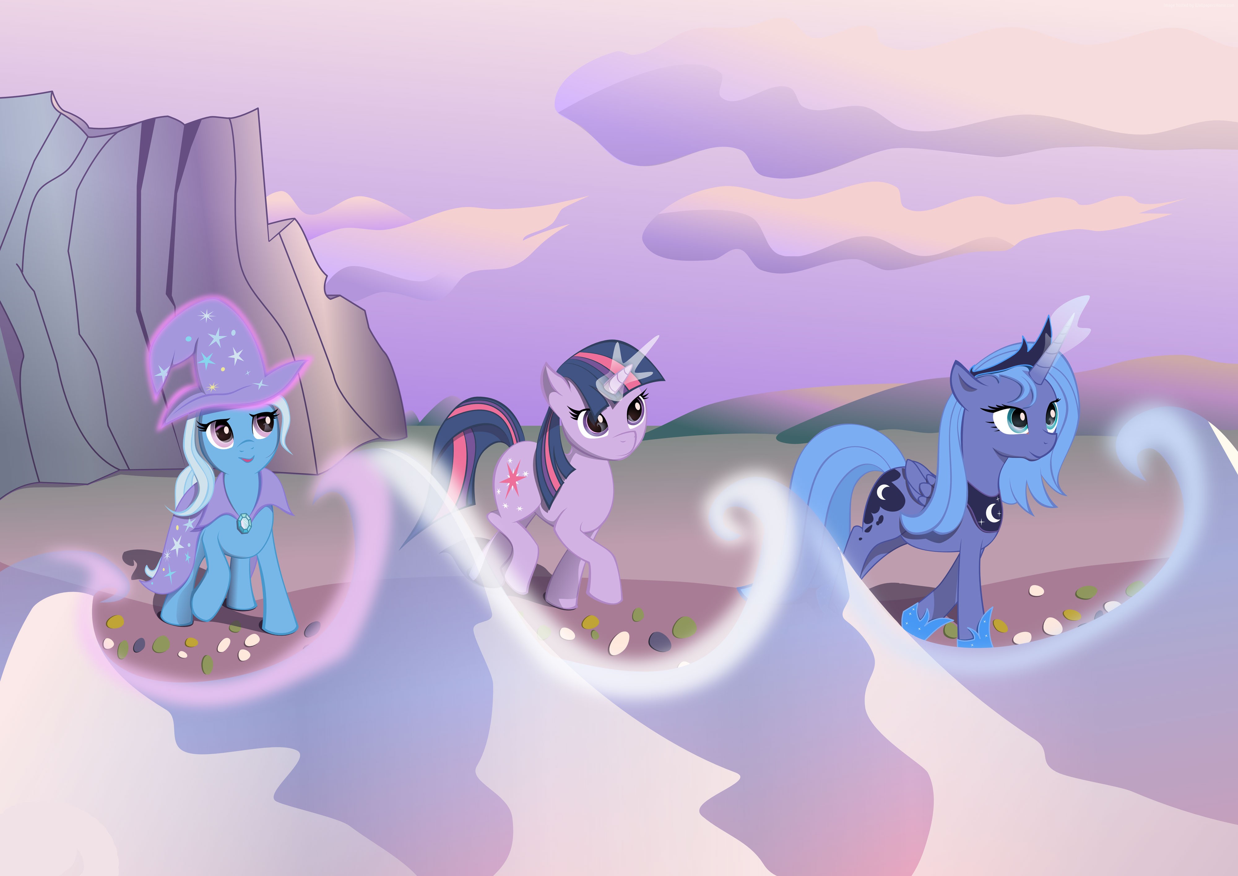 Three ponies from My Little Pony on a beach HD Wallpaper