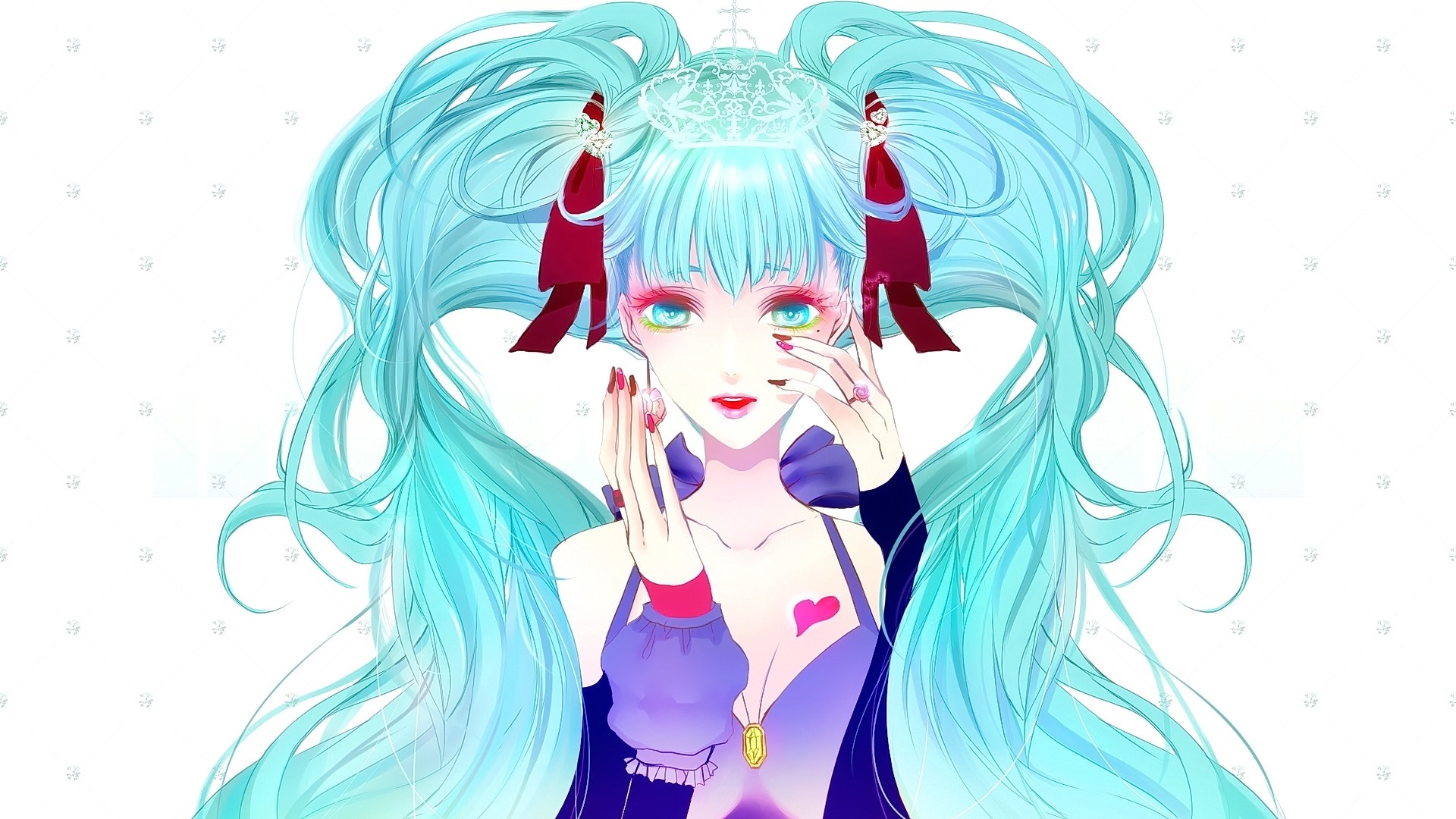 Hatsune Miku from Vocaloid with Aqua Hair and Eyes HD Wallpaper