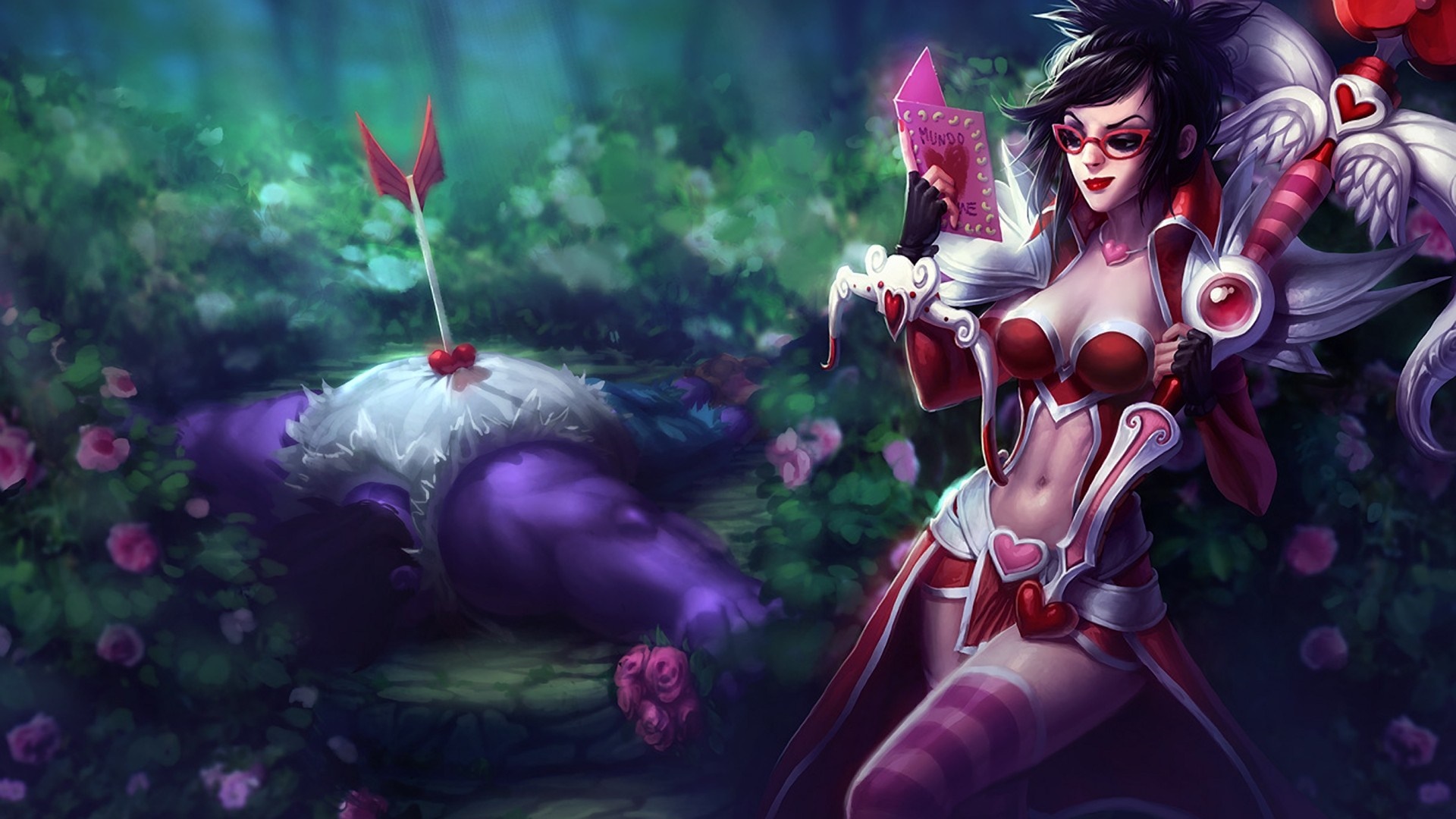 Vayne from League of Legends with a Valentine's theme HD Wallpaper