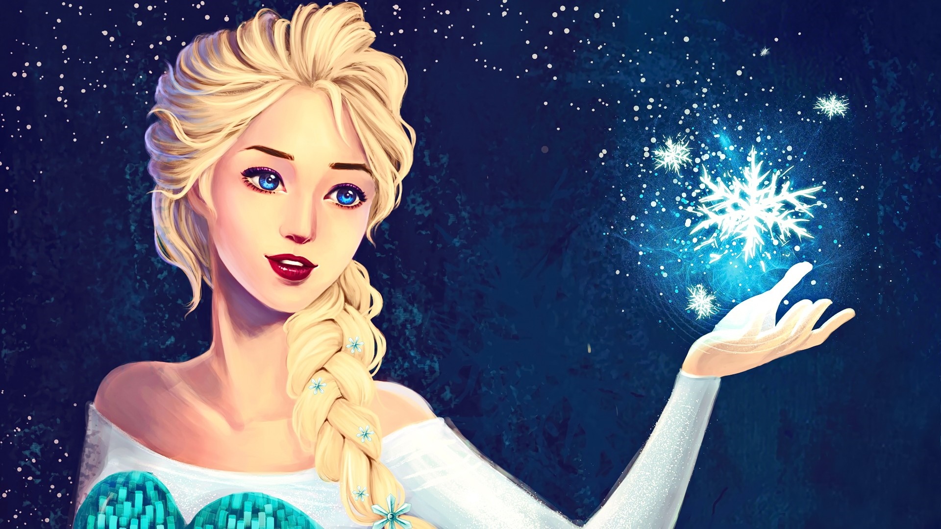 Elsa from Frozen creating a snowflake HD Wallpaper