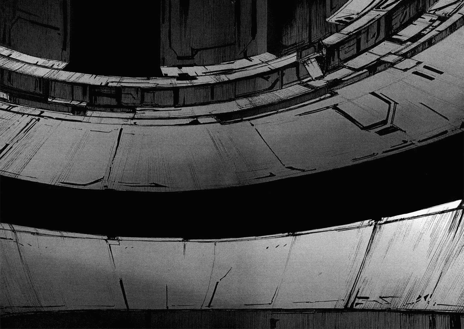 Monochrome image of a circular structure HD Wallpaper