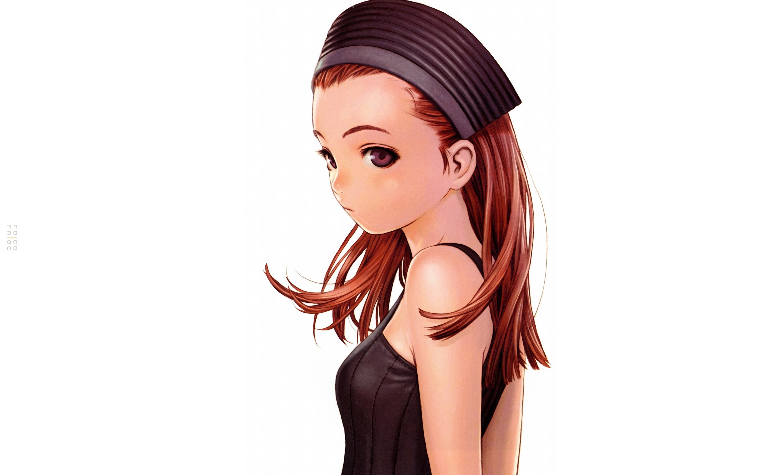 Girl with long auburn hair and black headband HD Wallpaper