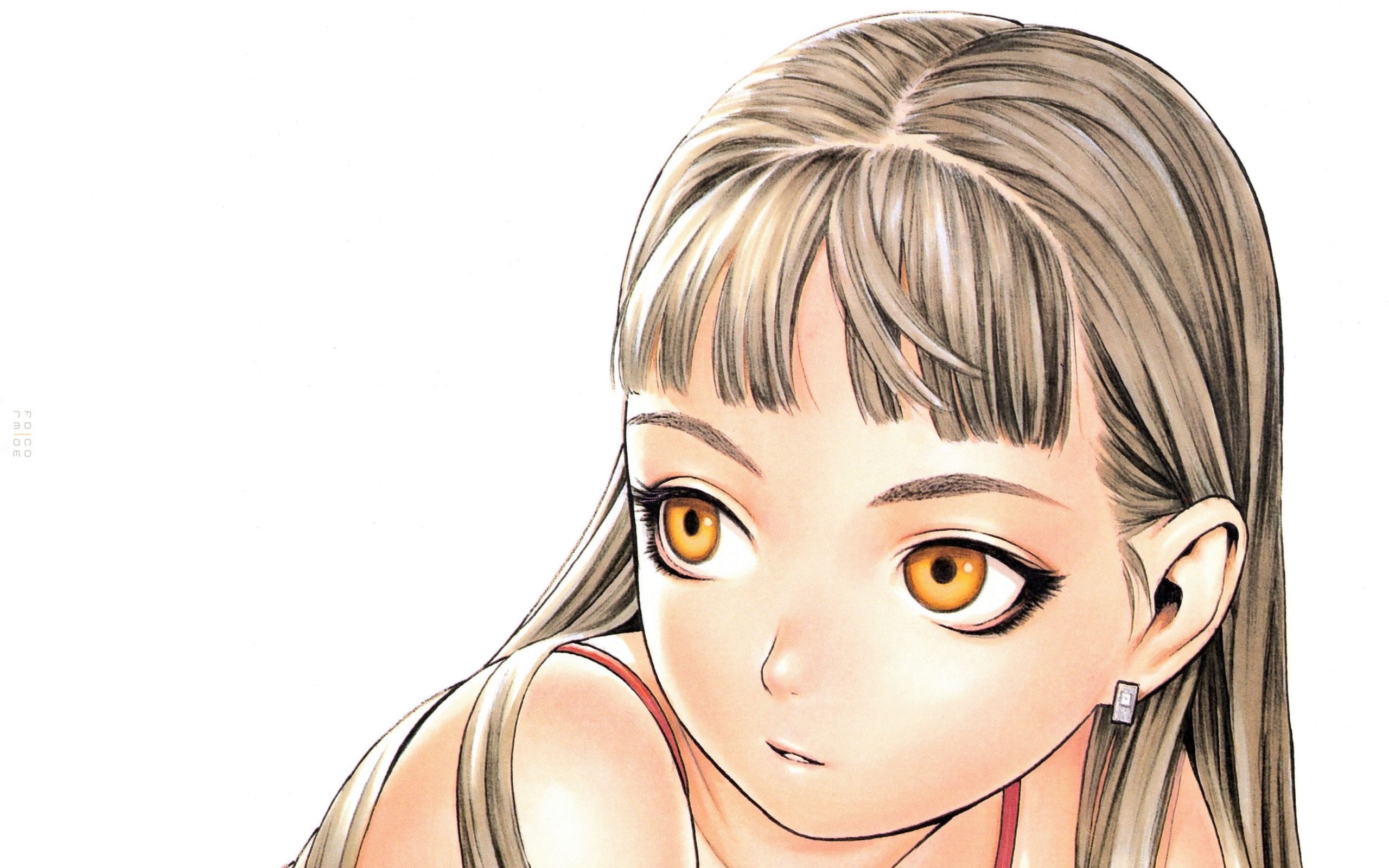 Anime girl with blonde hair and amber eyes HD Wallpaper