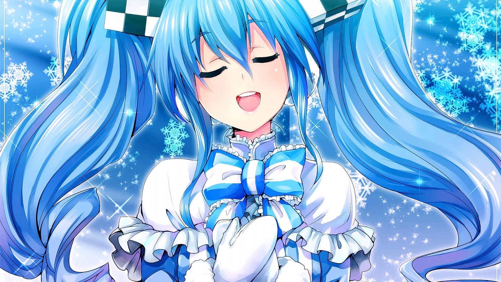 Hatsune Miku from Vocaloid in winter attire HD Wallpaper