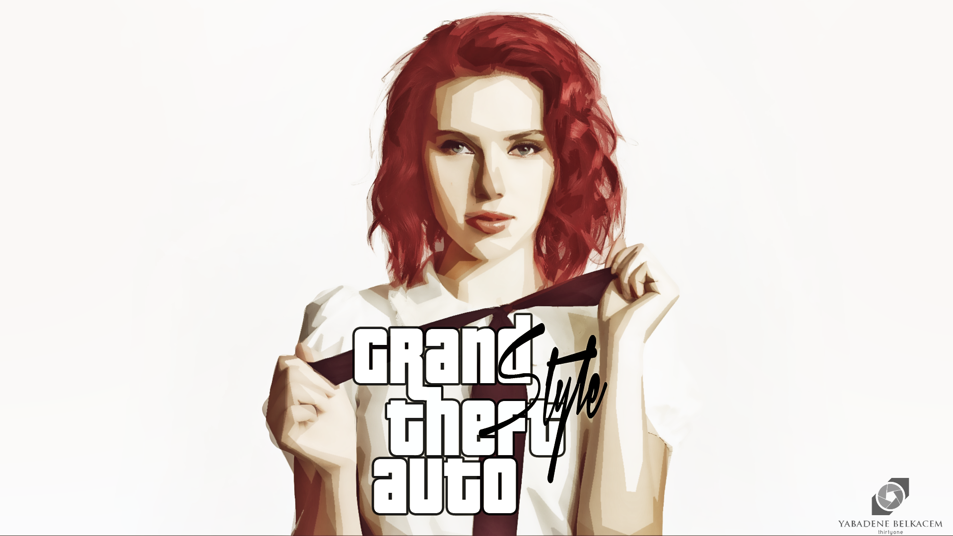 Scarlett Johansson in Grand Theft Auto Style HD Wallpaper