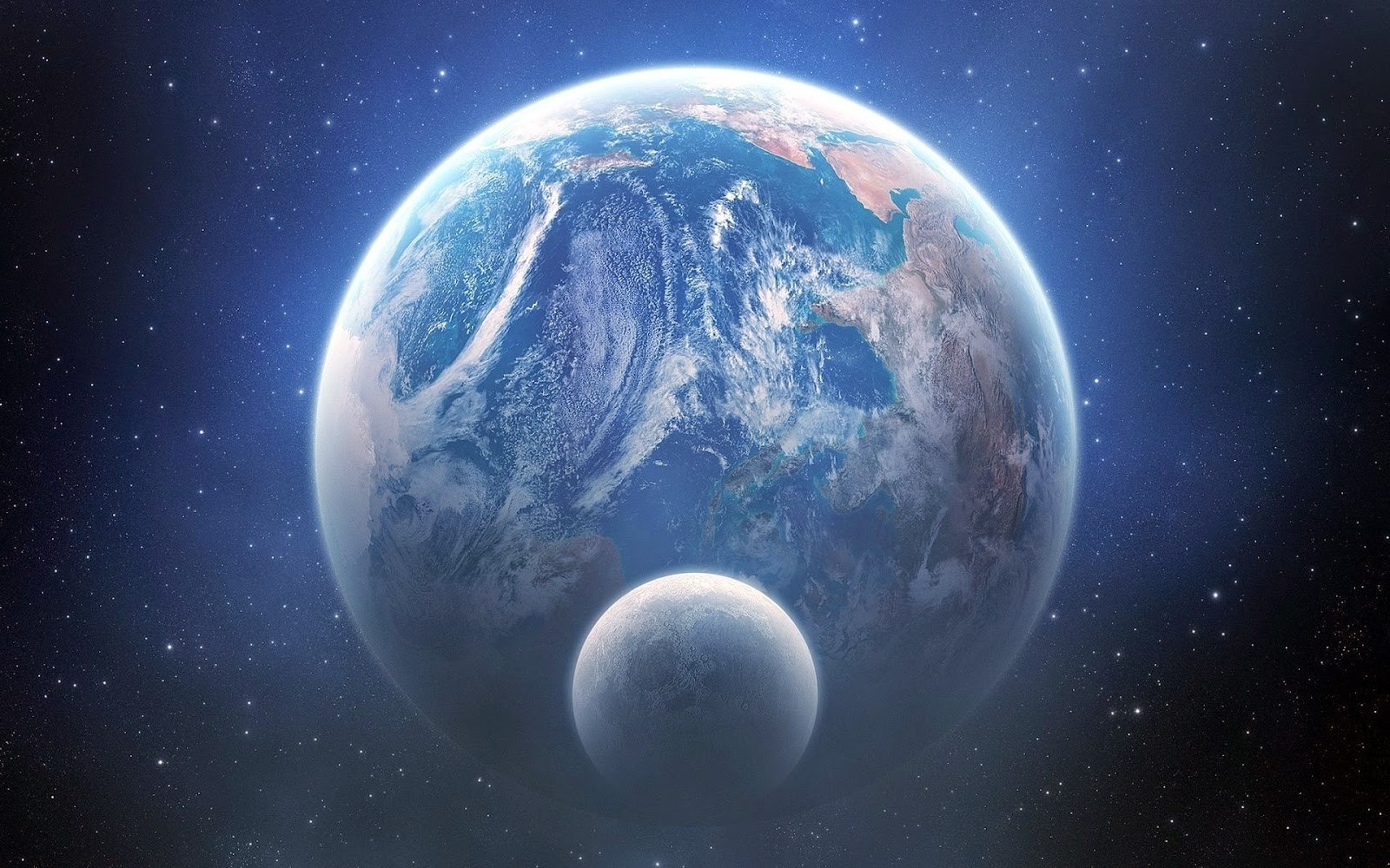 Earth and Moon in Space HD Wallpaper