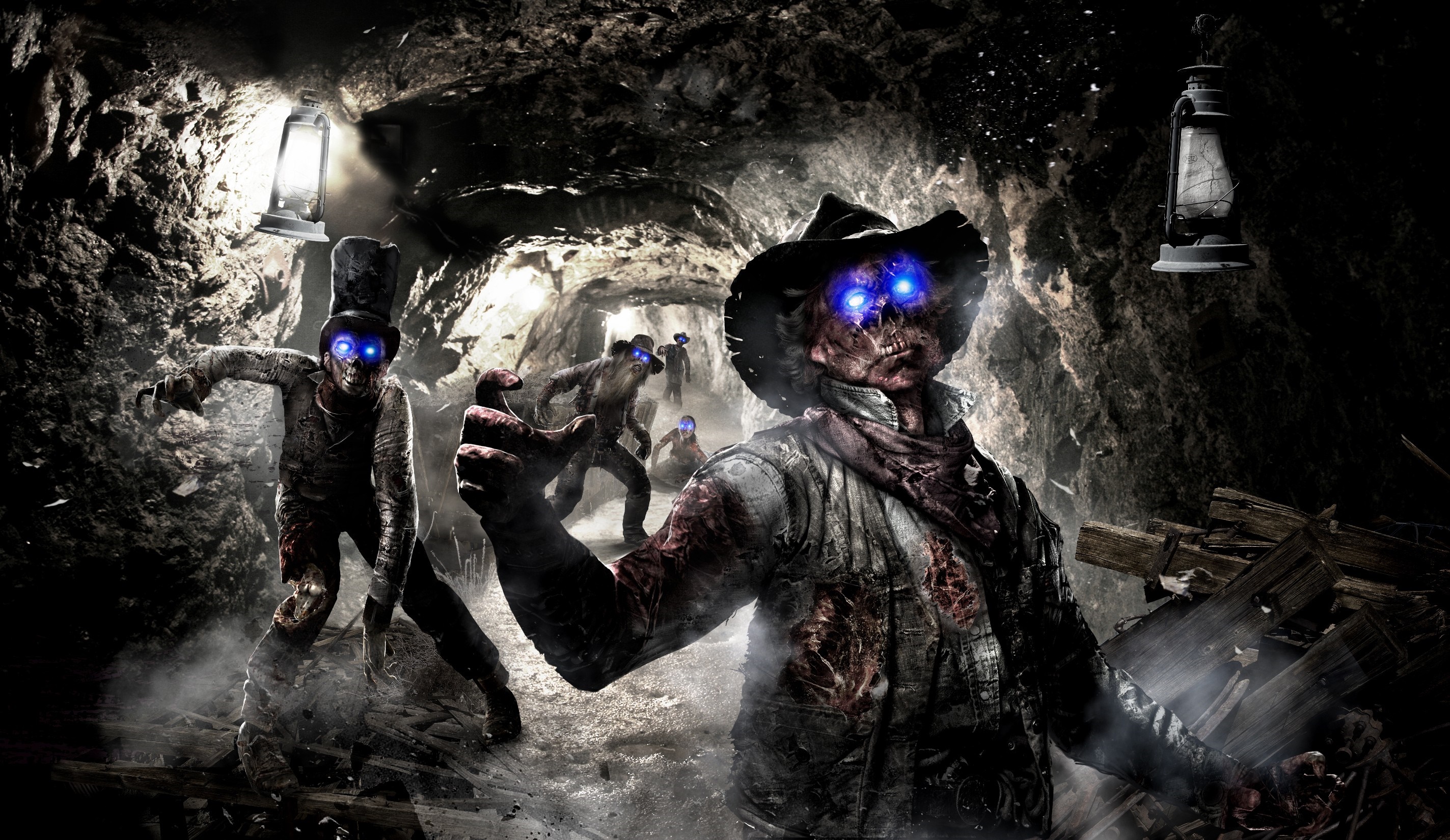 Zombies in a dark mine from Call of Duty Black Ops II HD Wallpaper