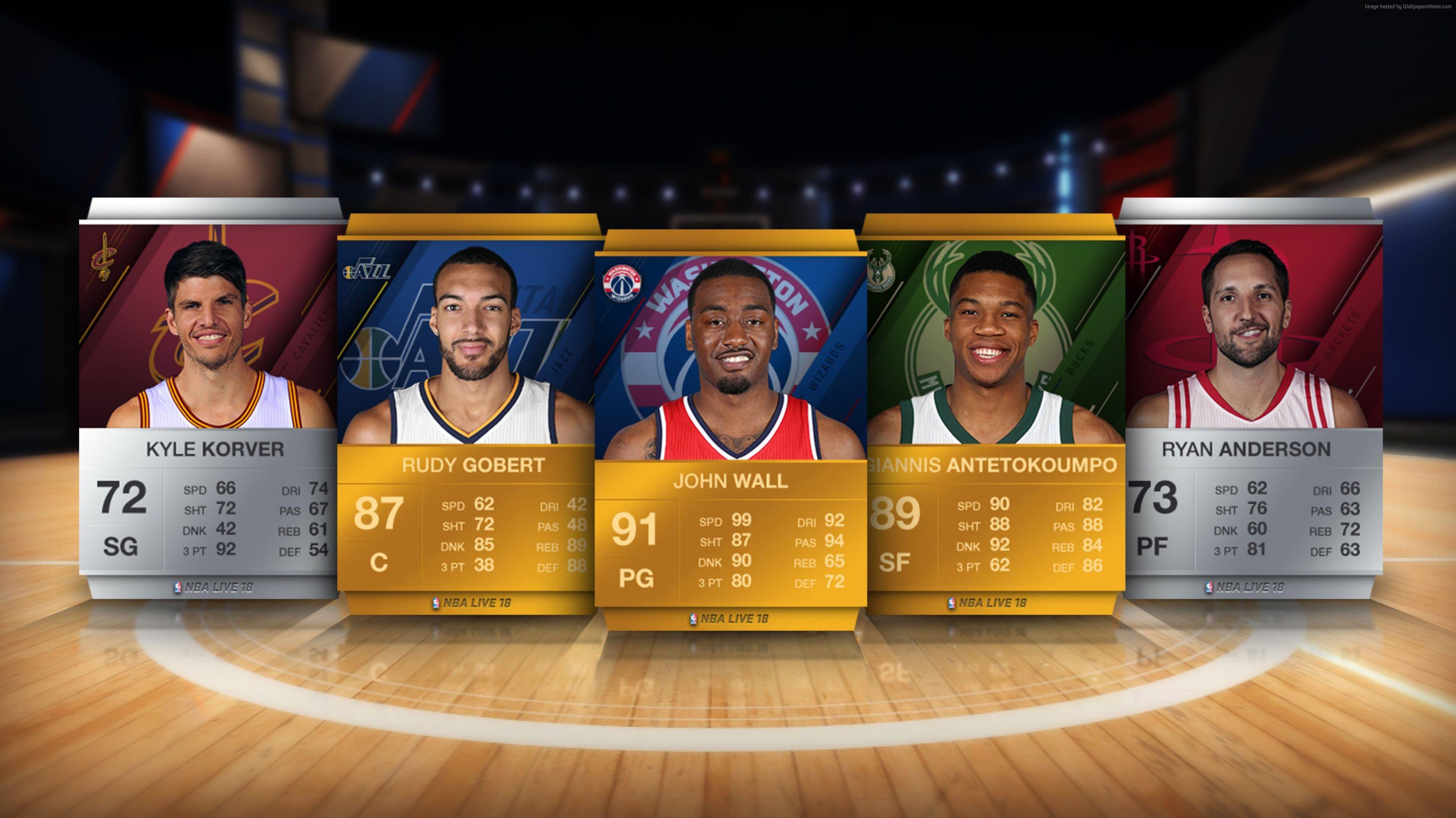 NBA LIVE 18 player cards: Kyle Korver, Rudy Gobert, John Wall, Giannis Antetokounmpo, Ryan Anderson HD Wallpaper