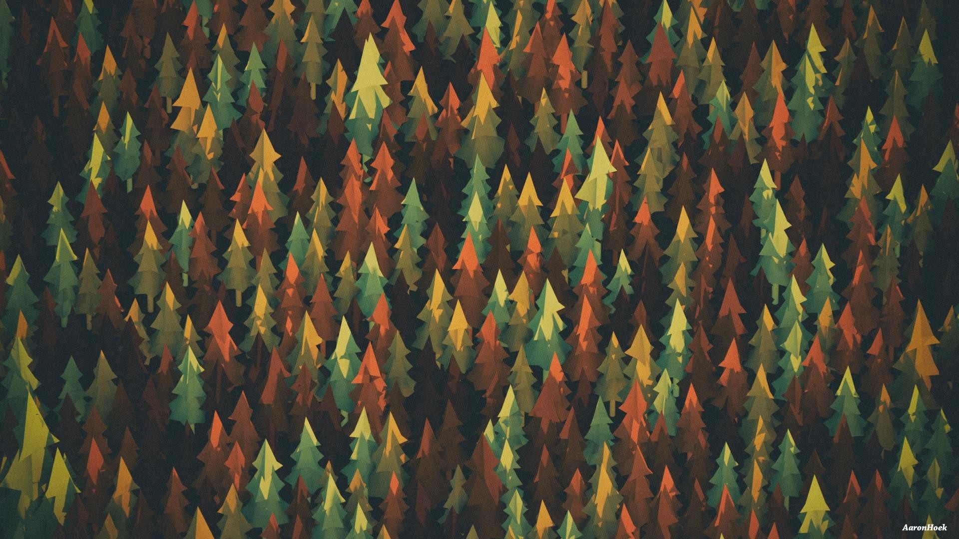 Abstract forest of colorful trees in autumn HD Wallpaper