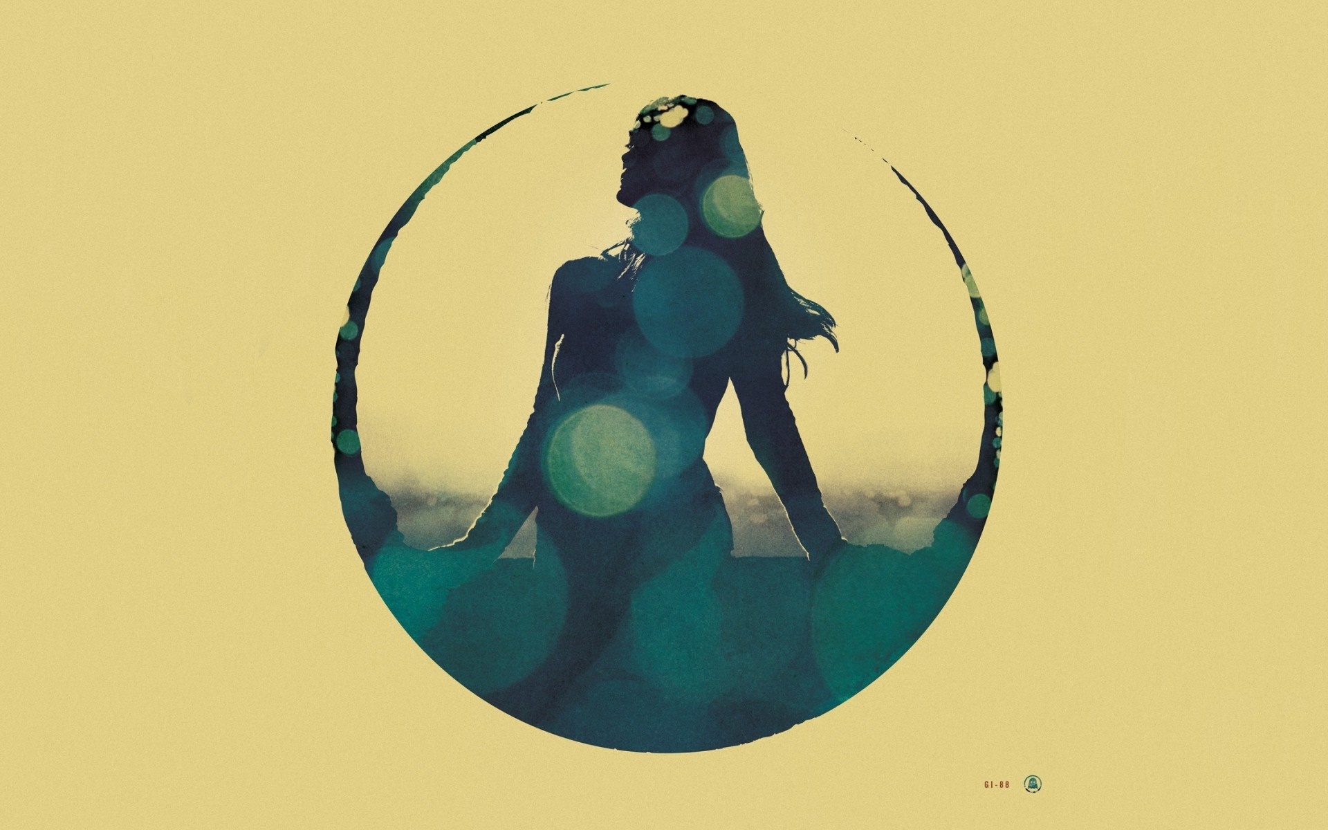 Silhouette of a woman in a circle HD Wallpaper