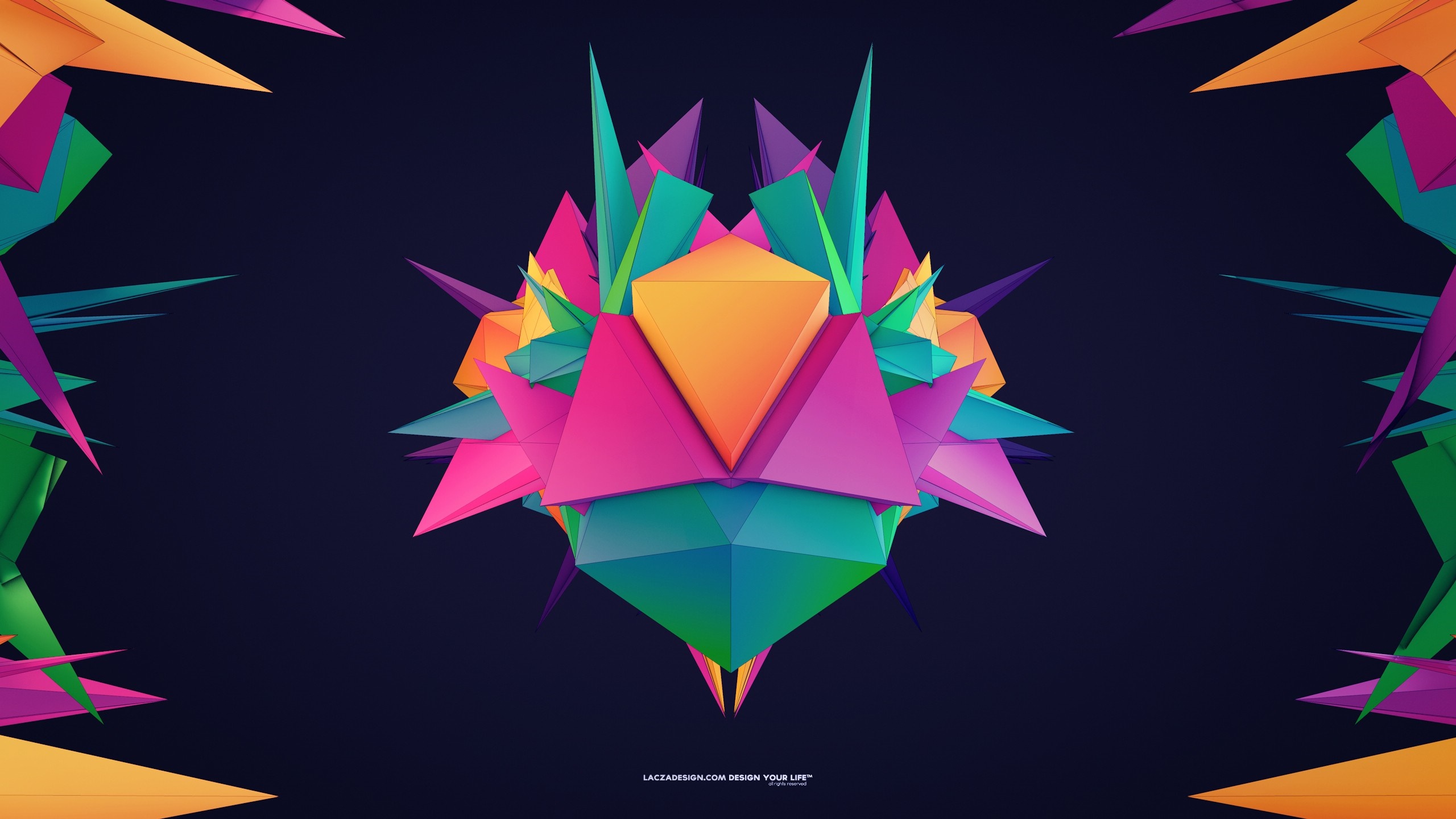 Abstract geometric sculpture with vibrant colors HD Wallpaper