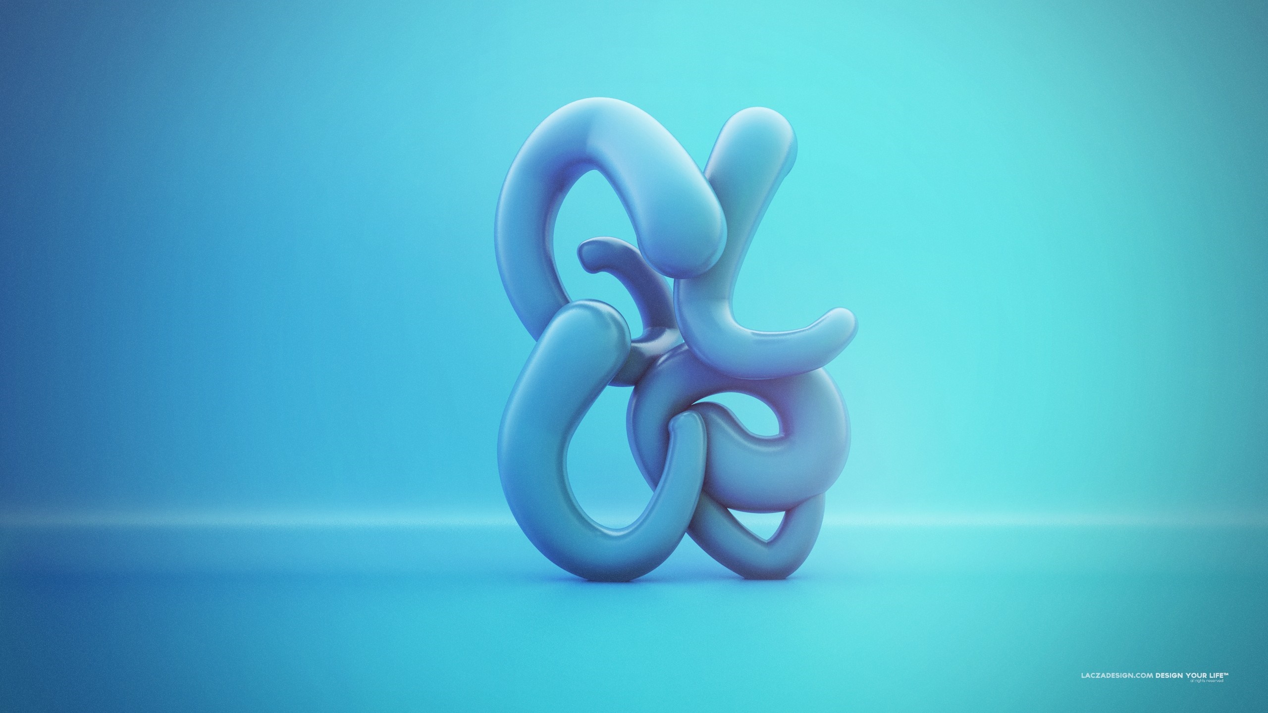 Abstract blue 3D sculpture on blue background HD Wallpaper
