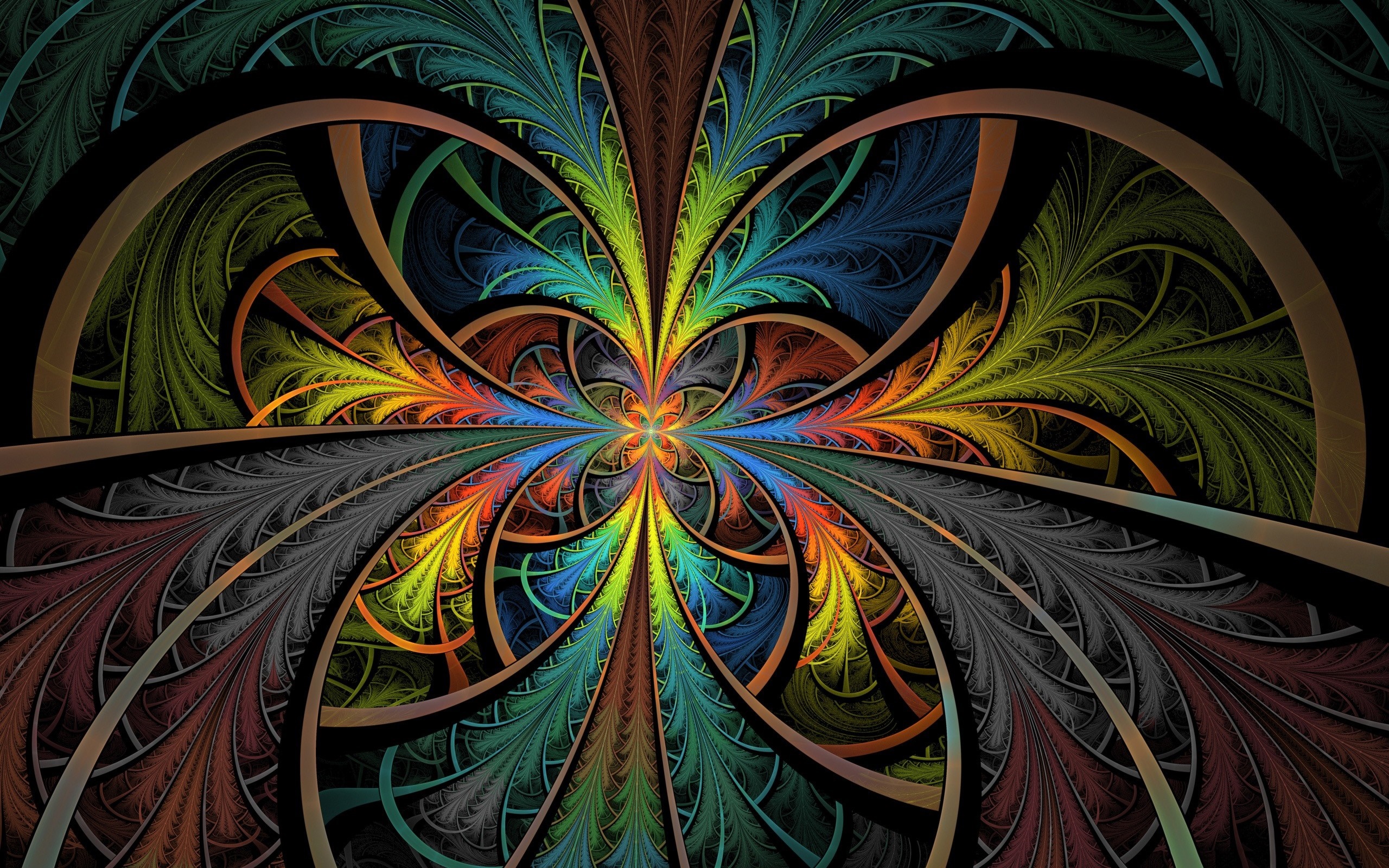 Colorful fractal art with symmetry and intricate patterns HD Wallpaper