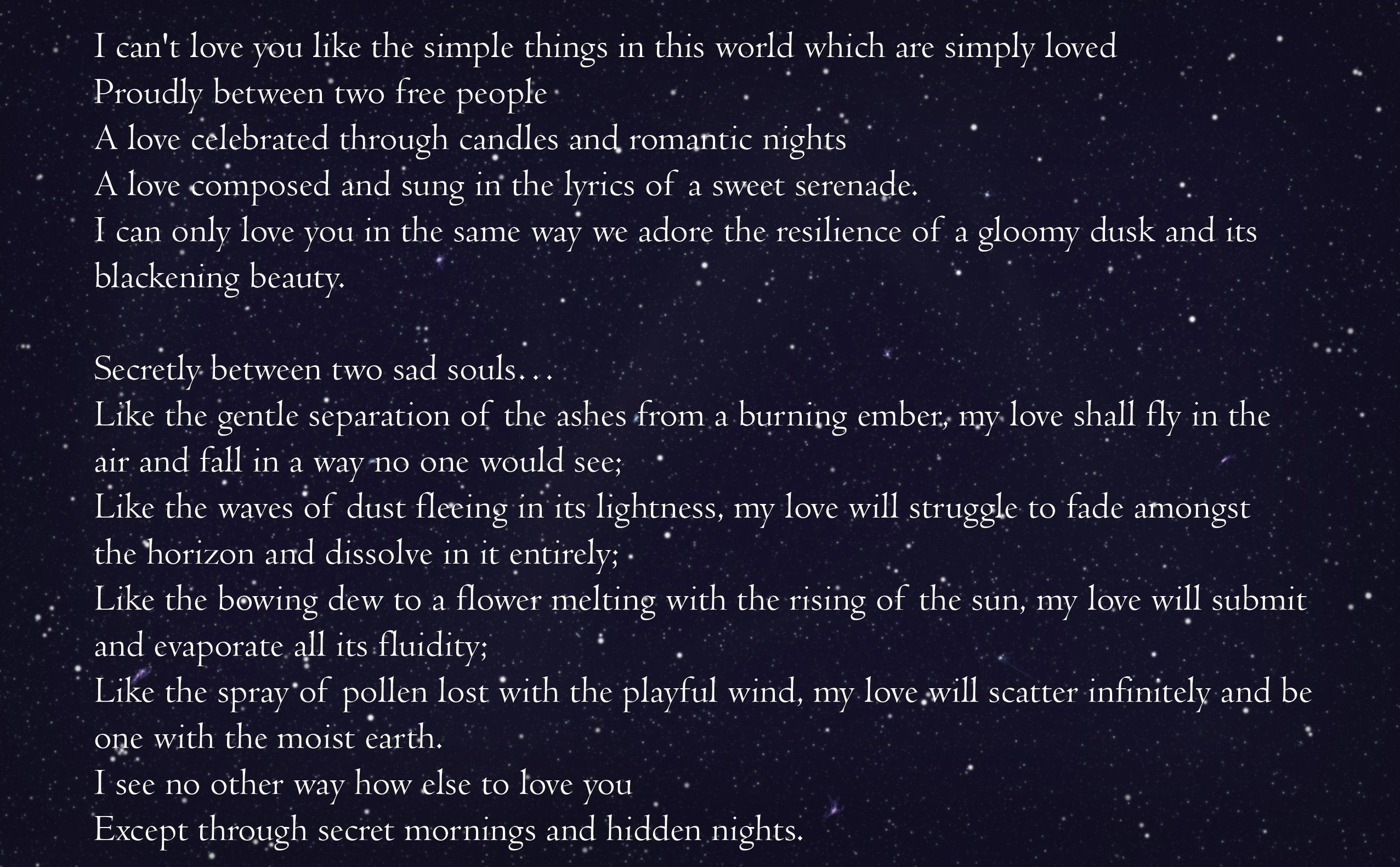Poem about love with a starry background HD Wallpaper