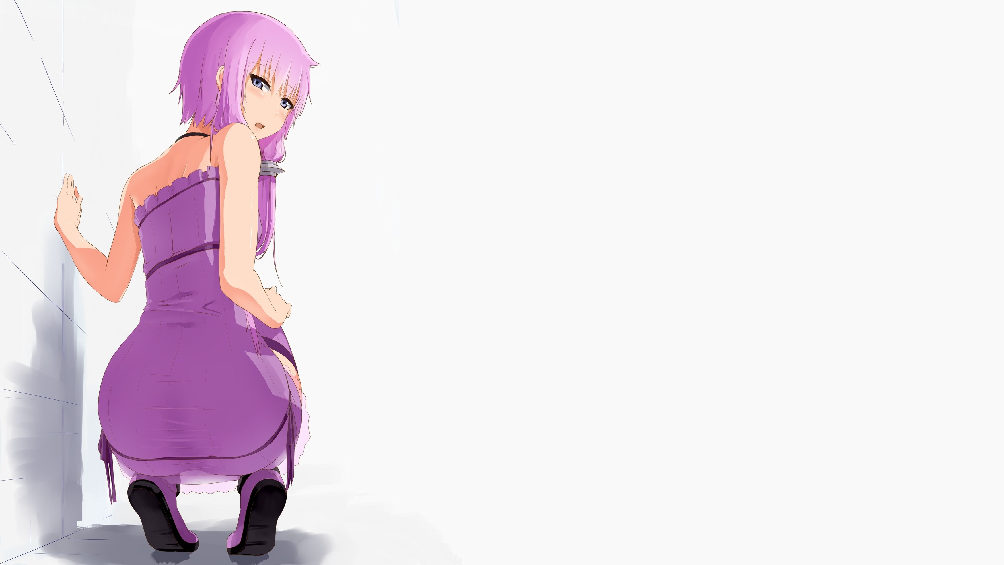Yuzuki Yukari from Vocaloid in a purple dress HD Wallpaper