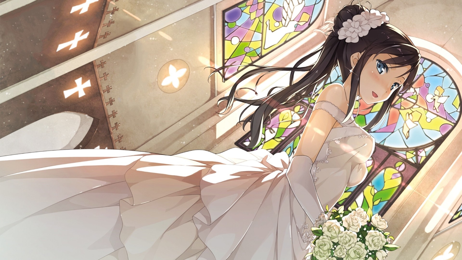 Tsutsukakushi Tsukushi from Hentai Ouji to Warawanai Neko in a wedding dress HD Wallpaper