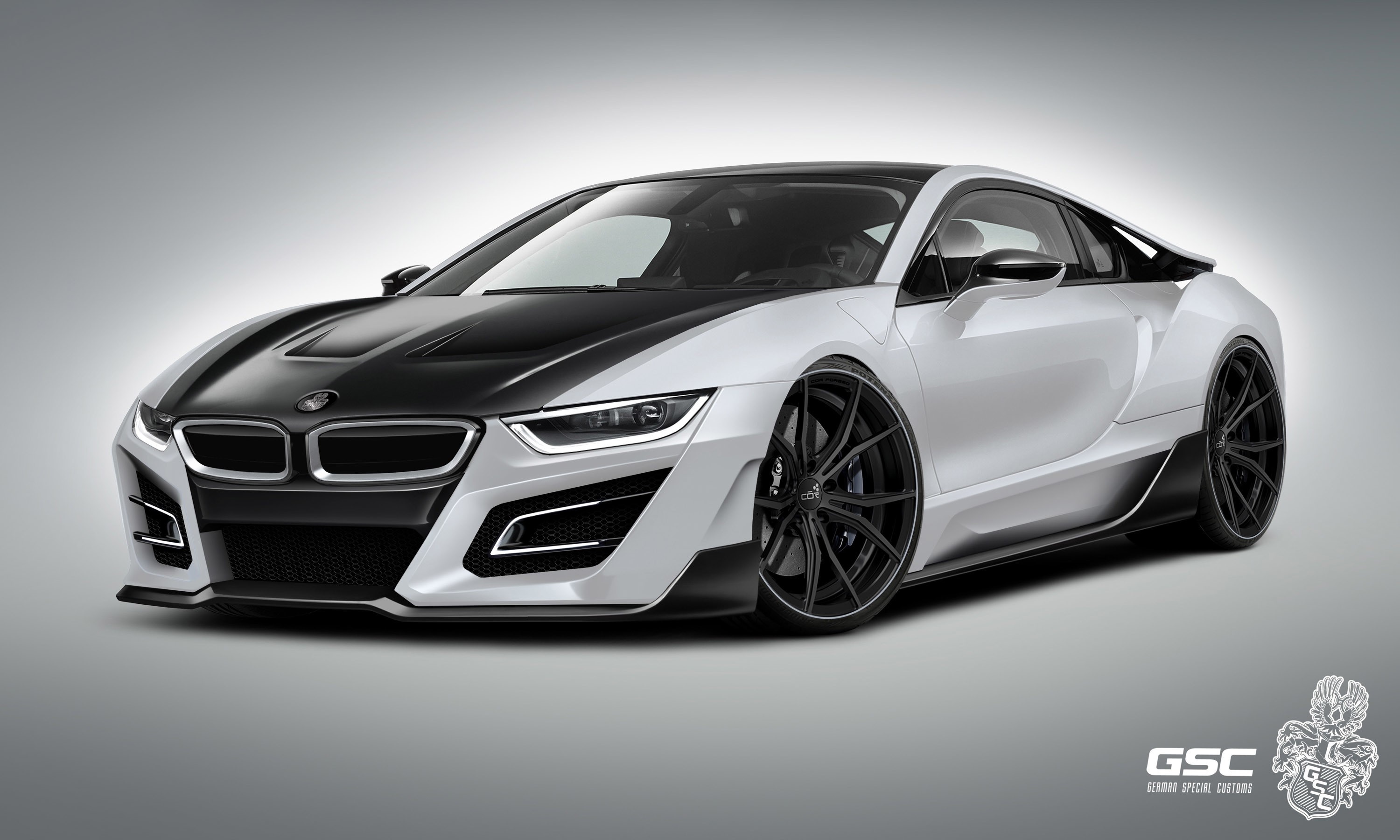 White and black BMW i8 sports car HD Wallpaper
