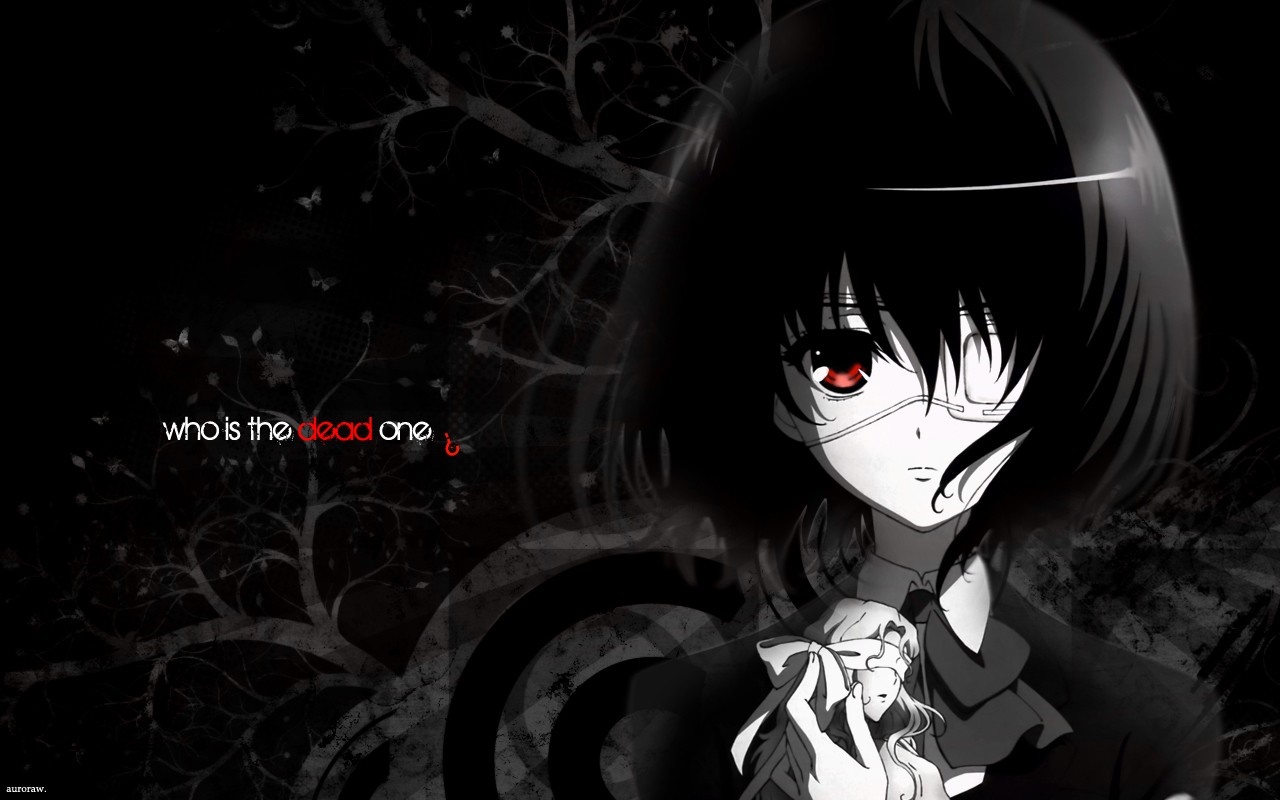Another Anime Girl in Dark Monochrome Scene HD Wallpaper