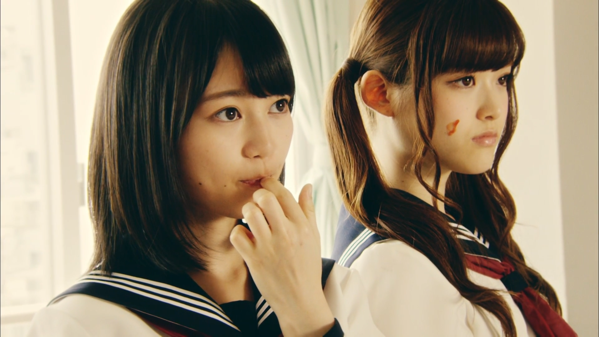Two young women in school uniforms HD Wallpaper