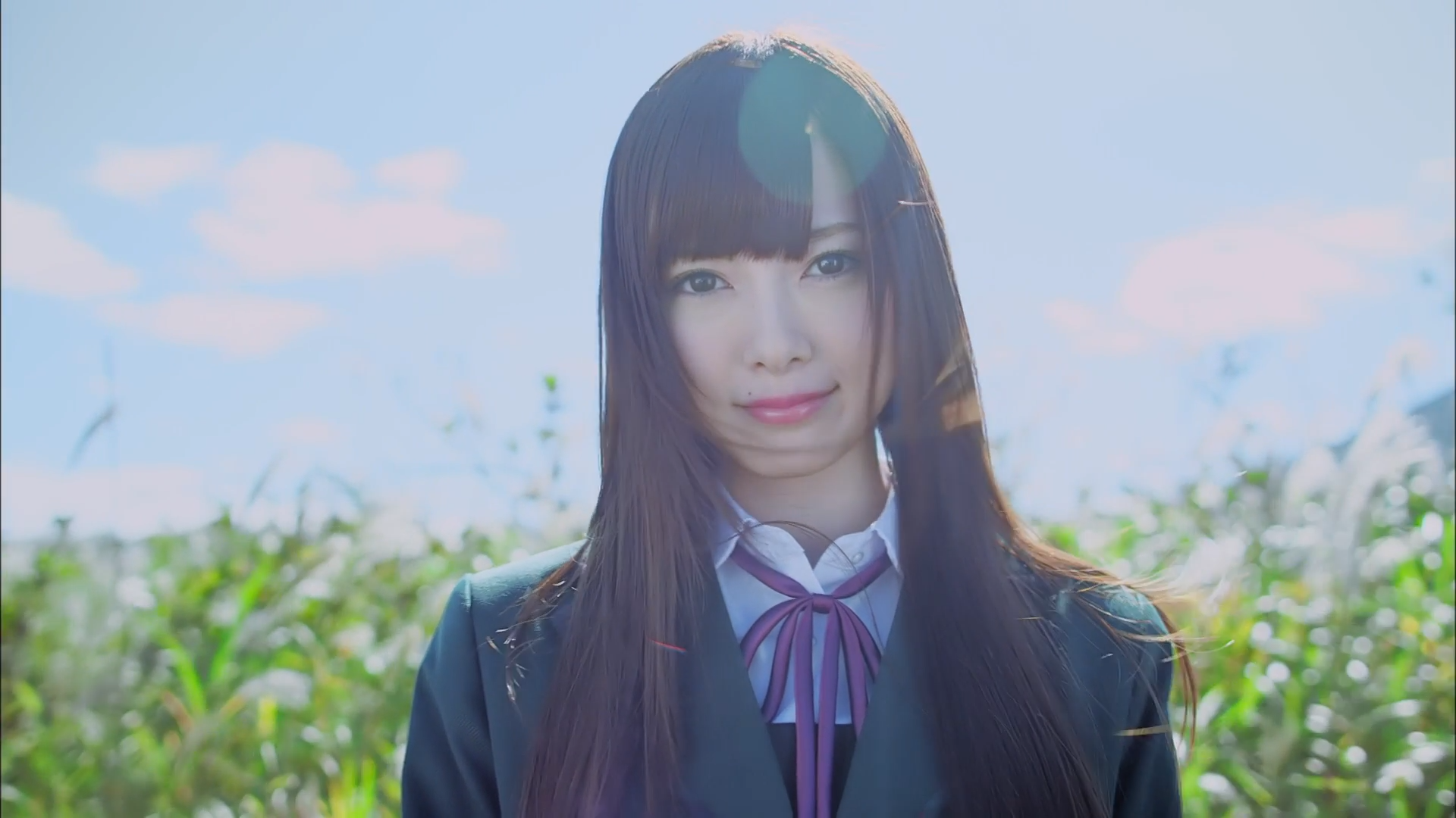 Asian woman with long straight hair in school uniform HD Wallpaper