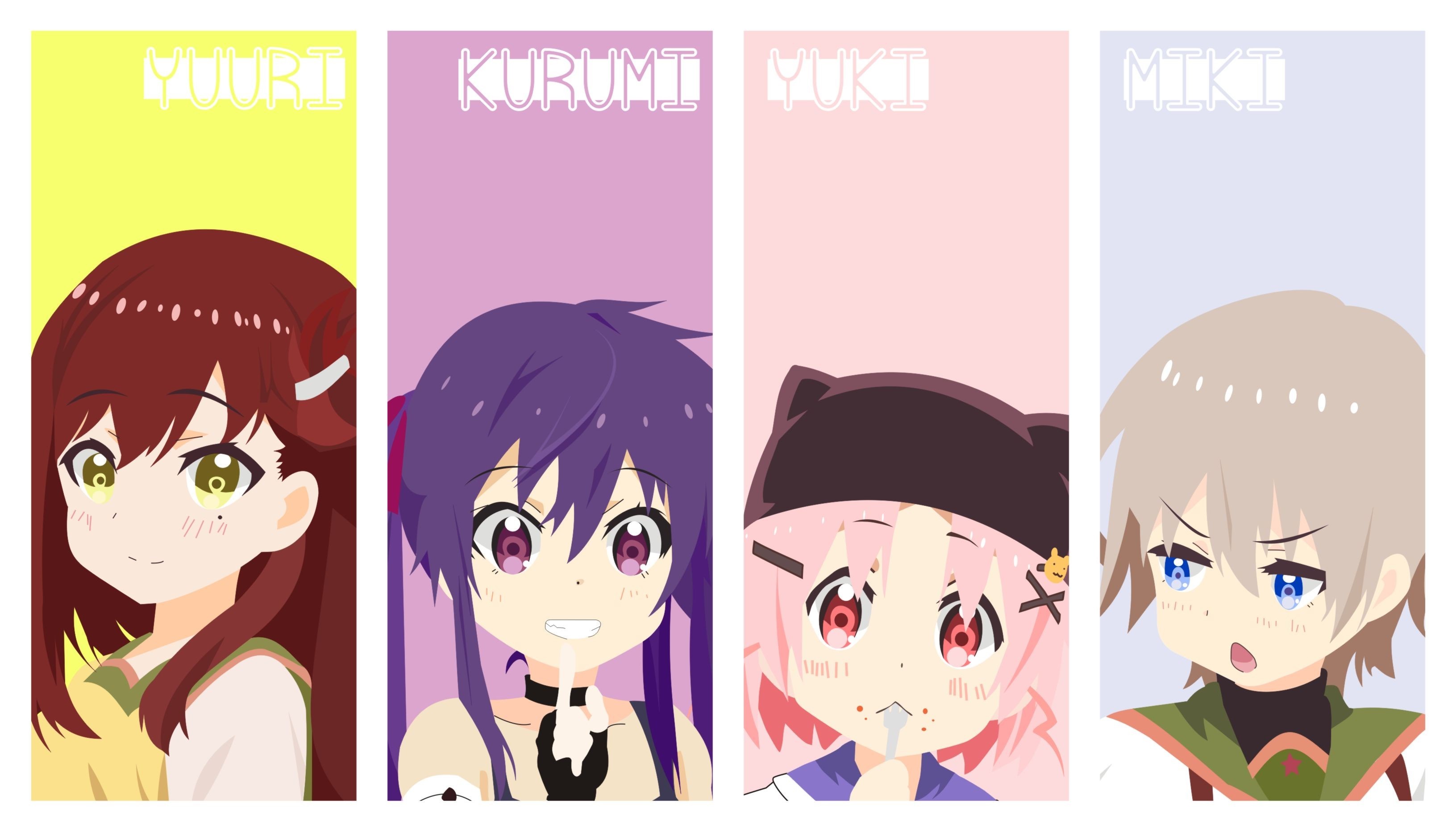 Yuri, Kurumi, Yuki, and Miki from Gakkou Gurashi HD Wallpaper