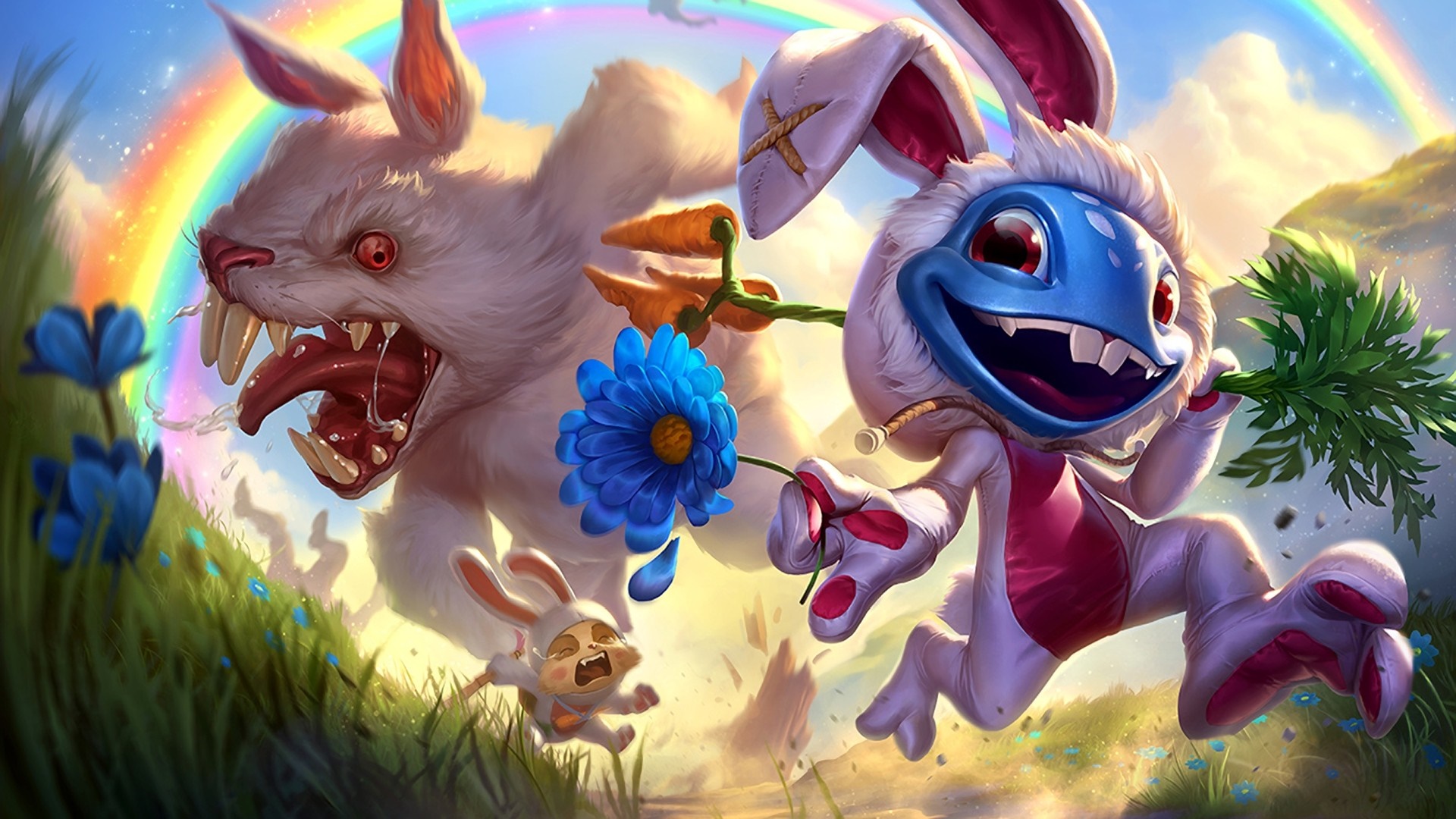 Fizz from League of Legends with rabbits HD Wallpaper