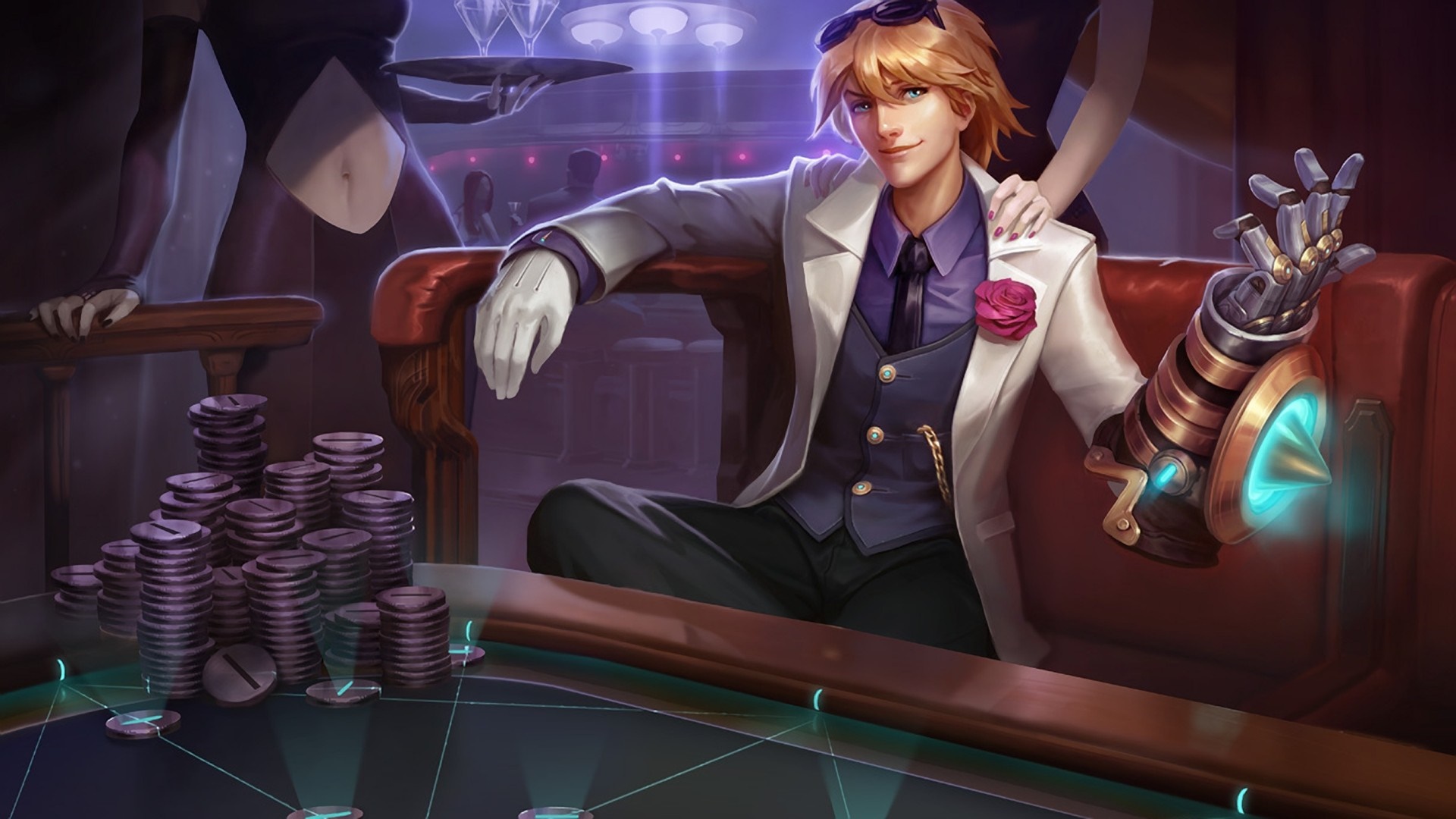 Ezreal from League of Legends in a casino setting HD Wallpaper