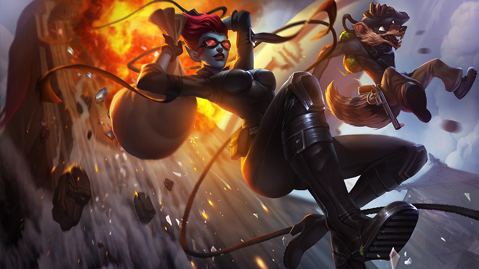 Miss Fortune and a raccoon from League of Legends HD Wallpaper