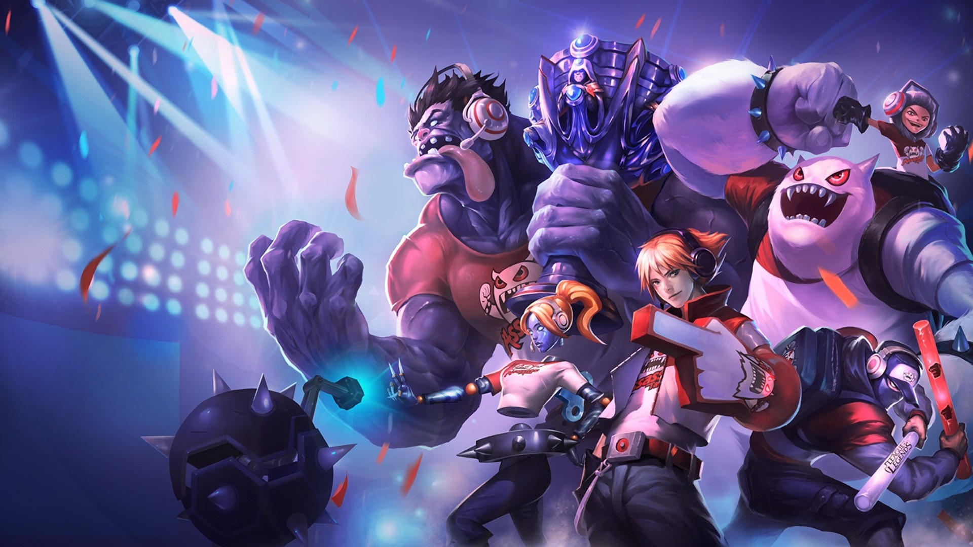 League of Legends characters celebrating with trophy HD Wallpaper