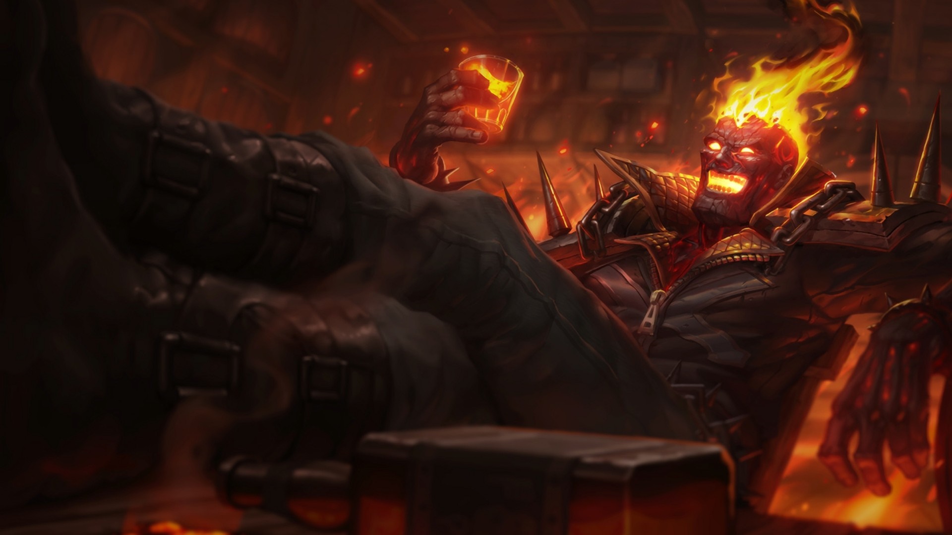 Brand from League of Legends holding a drink HD Wallpaper