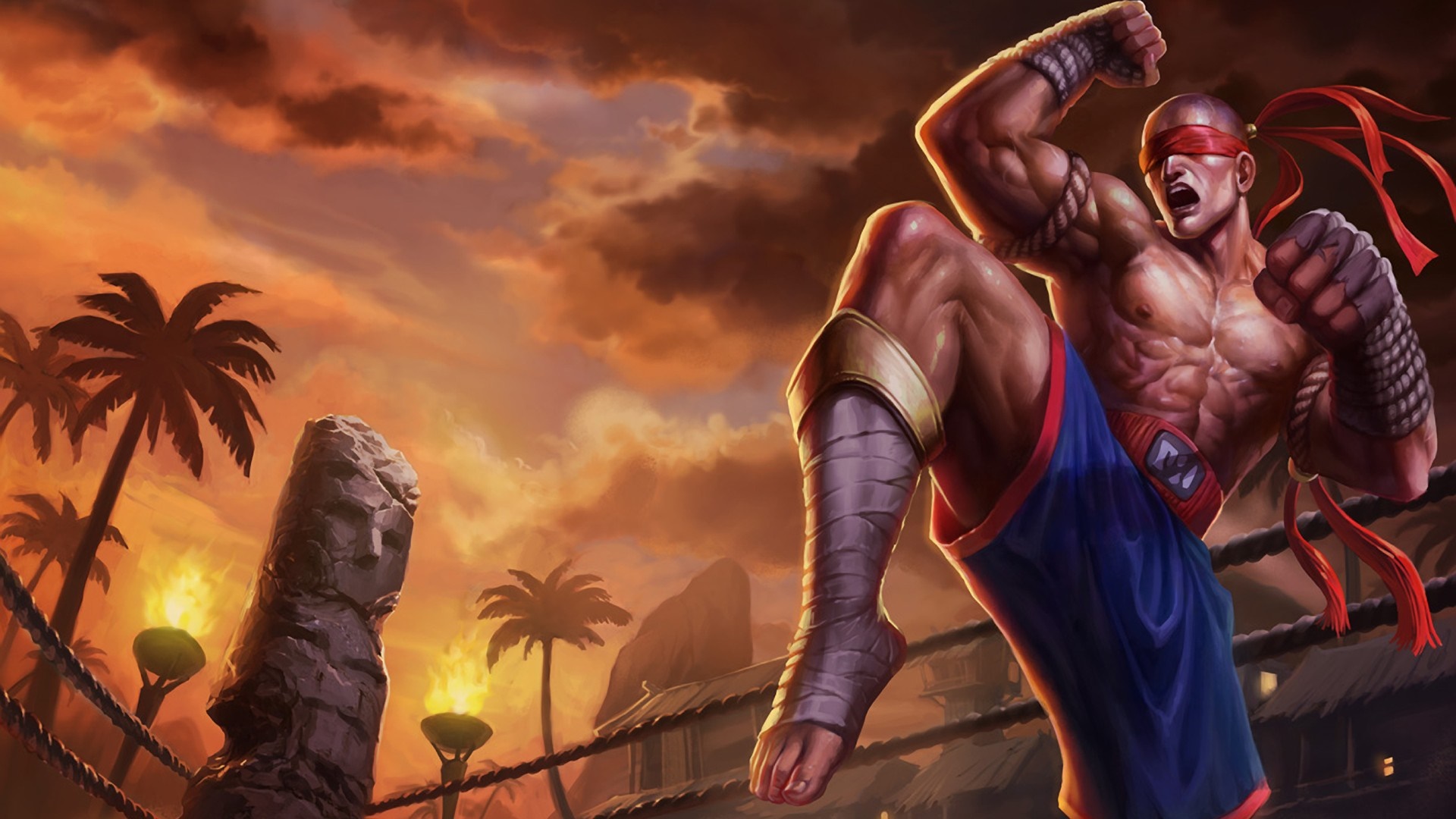 Lee Sin from League of Legends performing a kick HD Wallpaper
