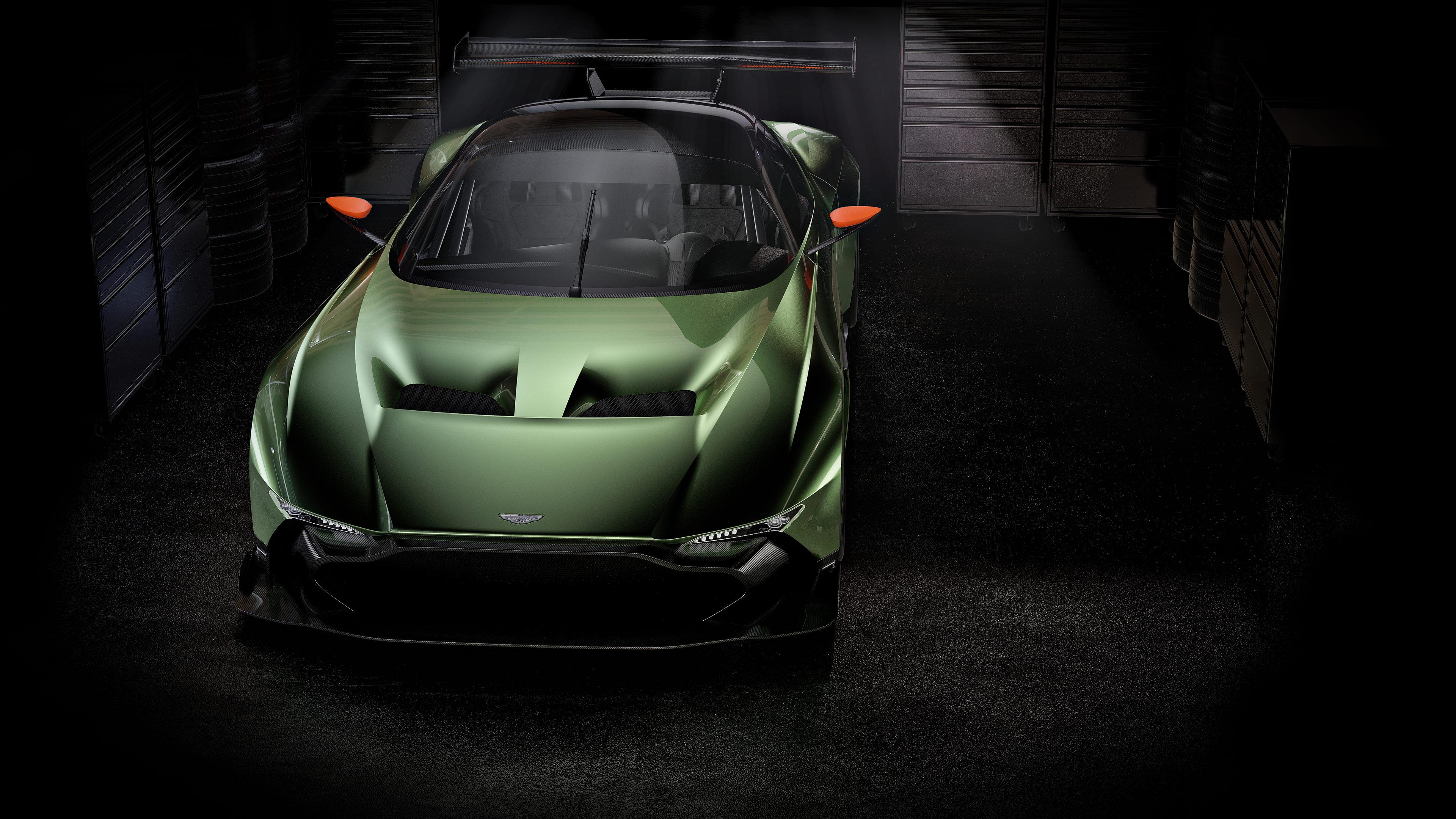 Aston Martin Vulcan sports car in a garage HD Wallpaper