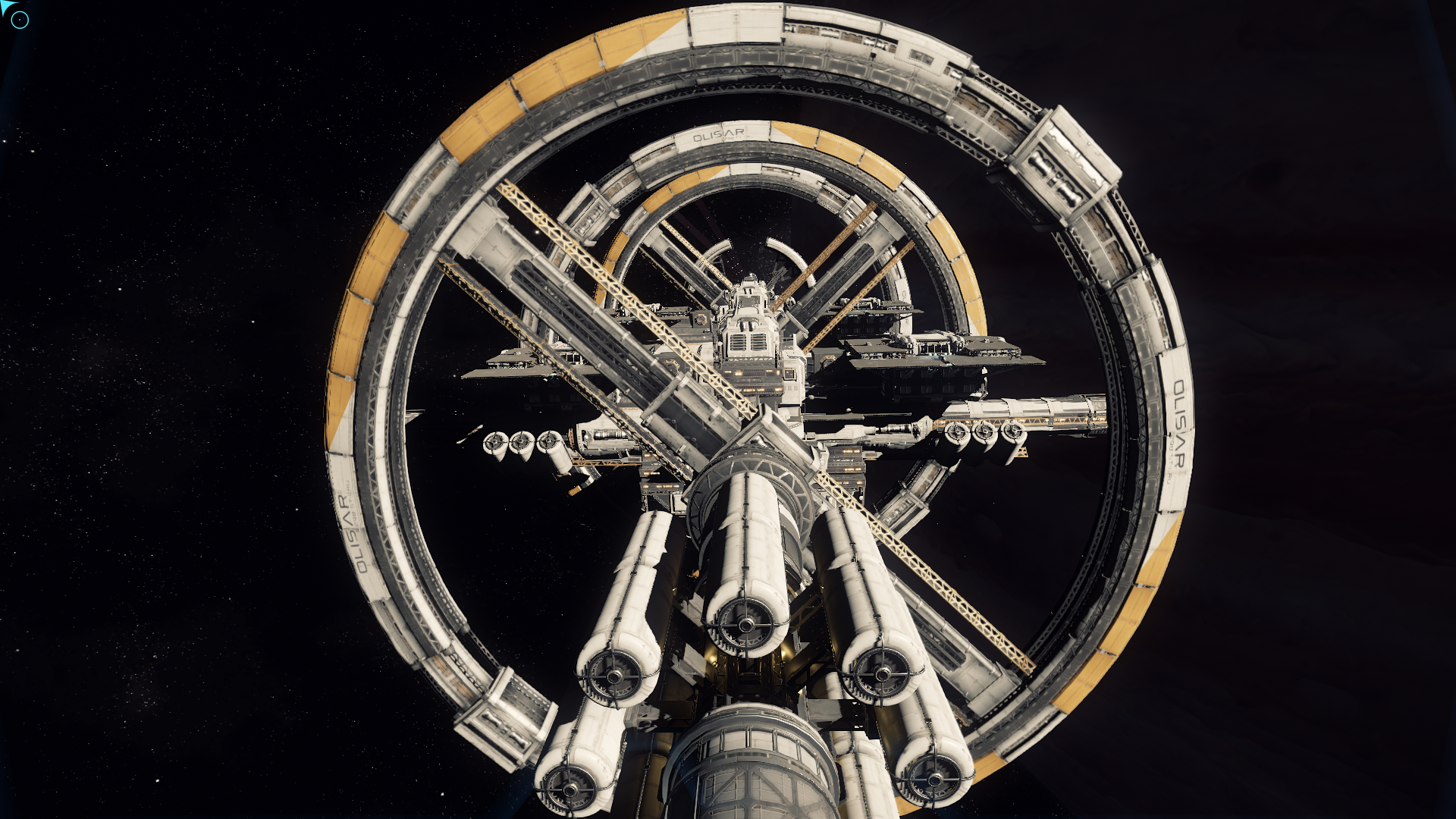 Star Citizen space station with rotating rings HD Wallpaper