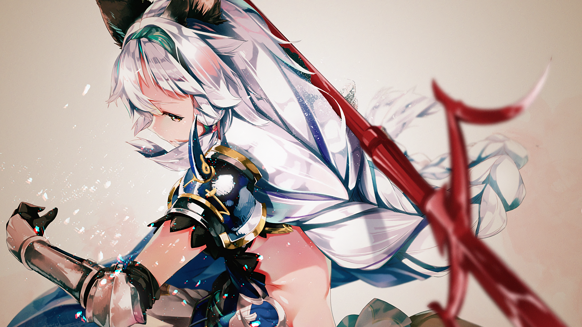 Heles from Granblue Fantasy with a weapon HD Wallpaper