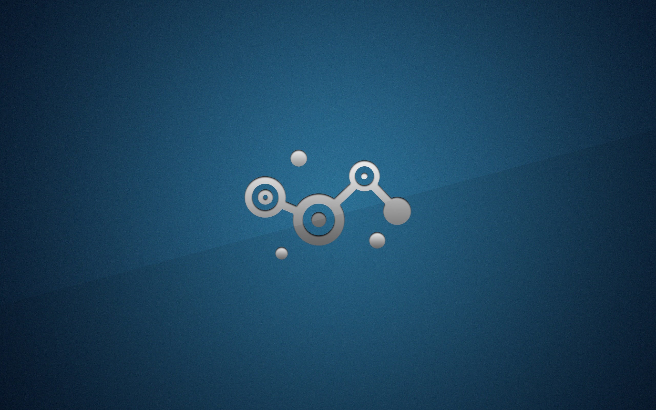 Abstract molecular logo on blue background HD Wallpaper